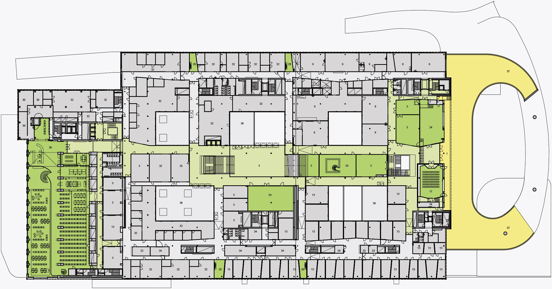 Top view plan of Toni-Areal building