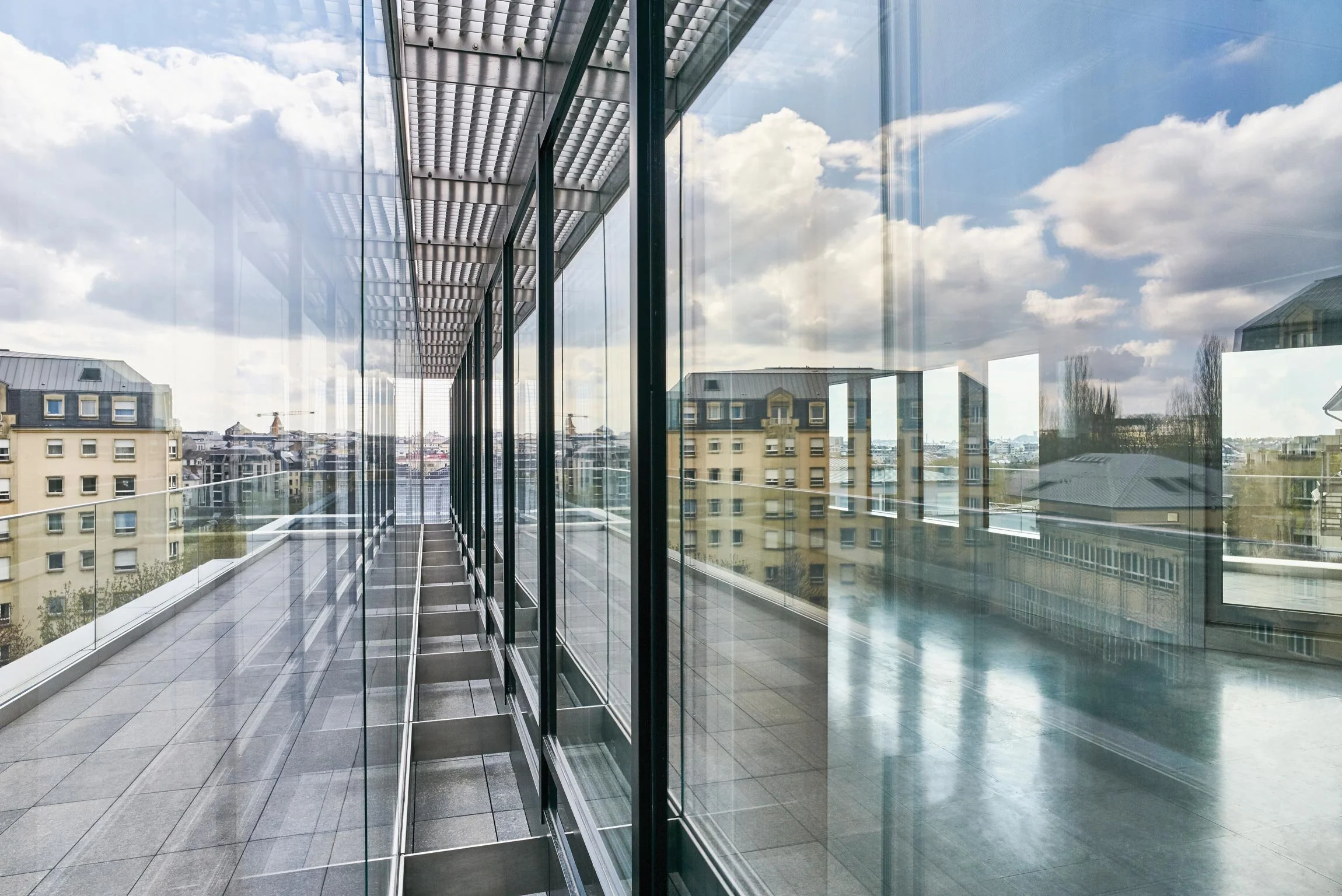 An interior view of the surrounding cityscape inside the One on One building