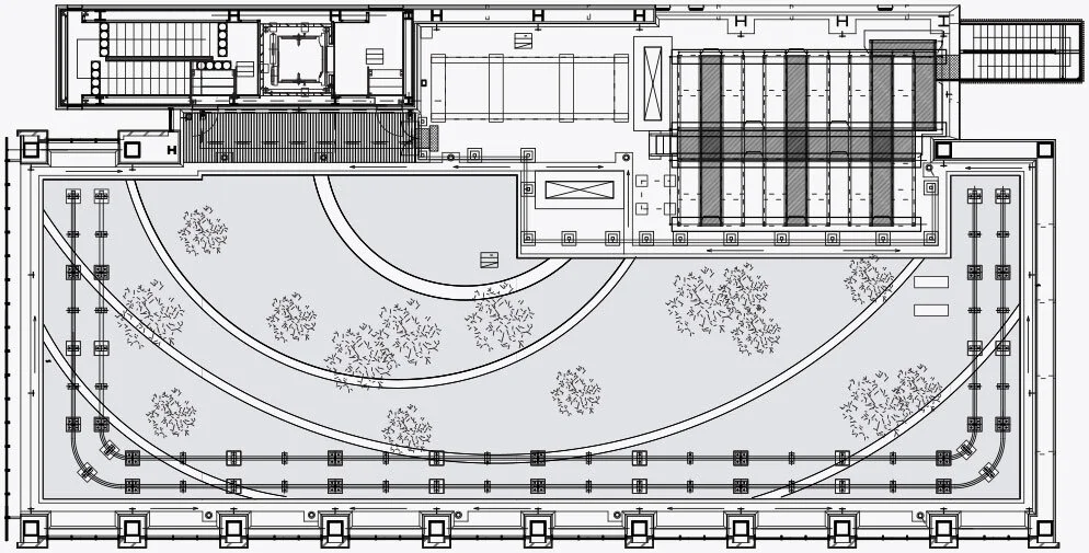 Top plan drawing of the Konan Building
