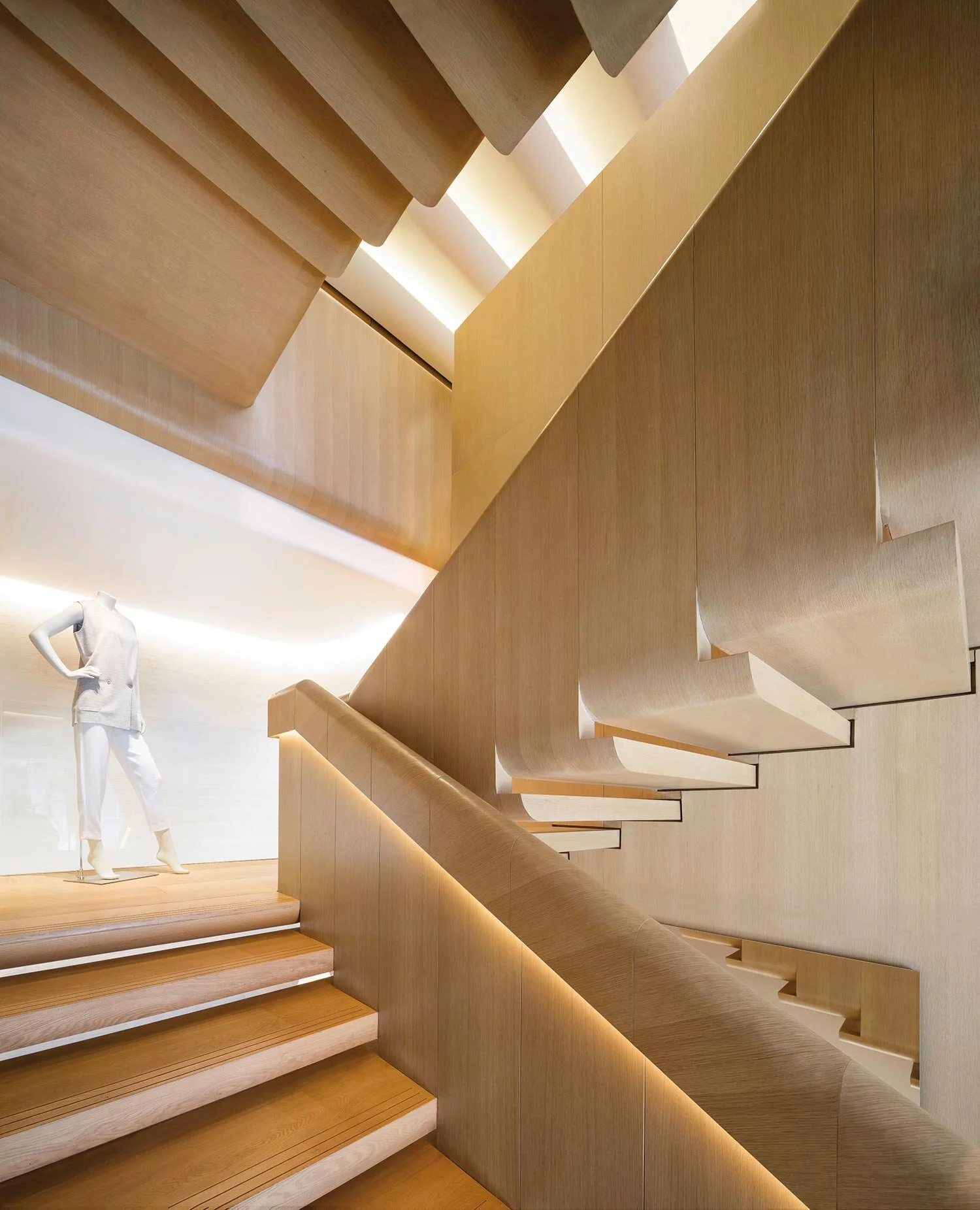 An interior view of a staircase inside the 1436 Flagship Store