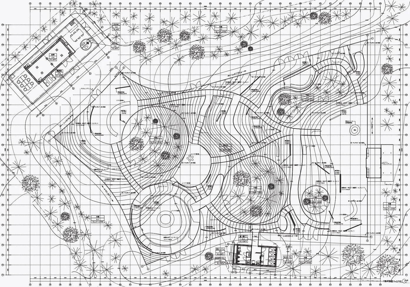 Top plan and terrain drawing plan of the Hiroshi Senju Museum