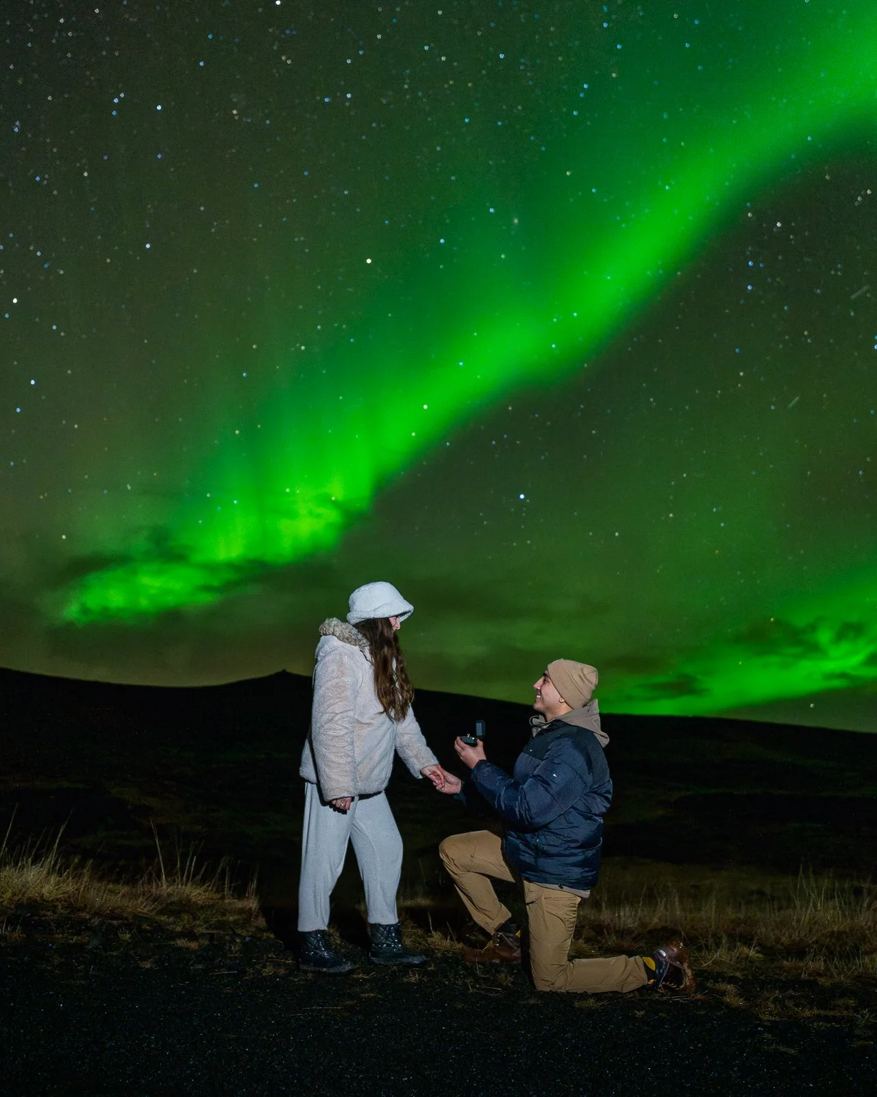 A Surprise Proposal Beneath the Aurora