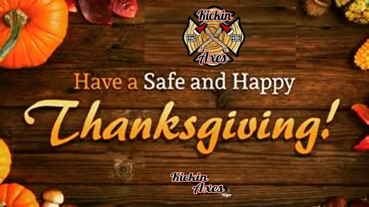 Have a Safe and Happy Thanksgiving with your loved ones from all of us here at Kickin Axes! We will see you tomorrow! Doors open at 5pm. We still have our customer appreciation sale going on. $15 1 hour axe throwing and $10 for kids under 17 years of