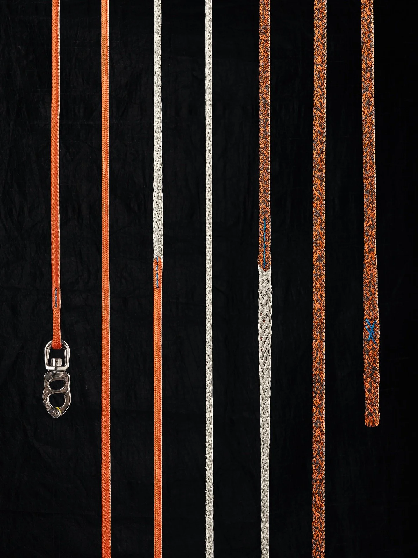 Club Swan 42 Jib Halyard made from @gottifredimaffioli DSK99 Race NTP which has a DSK99 pre-stretched Dyneema core wrapped in a blended cover of Technora and polyester. Covering the end is Maffioli&rsquo;s Dyneema chafe sleeve to the Tylaska.