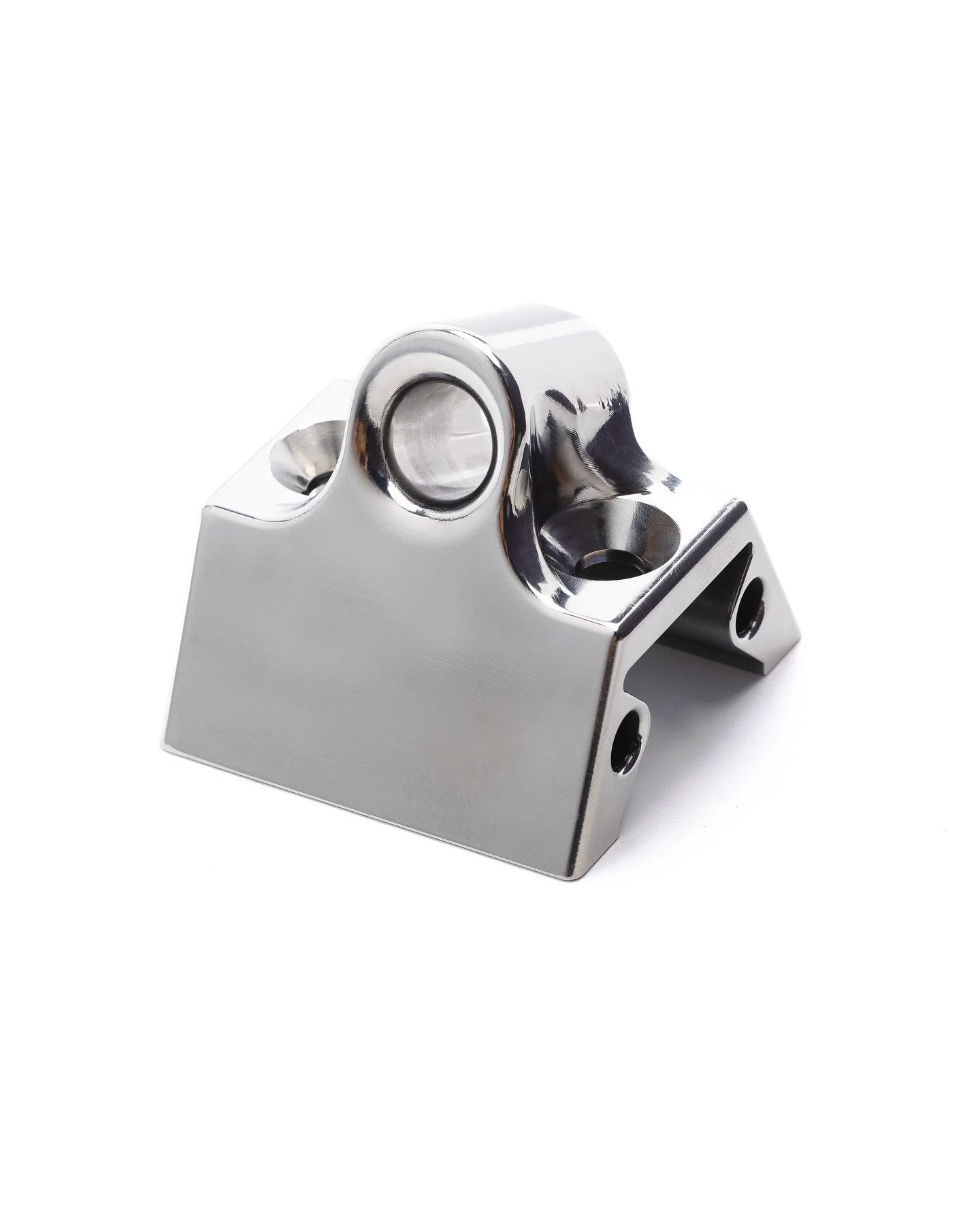 Fairlead for a jib hobble on a TP52. Engineered in house and milled from titanium.