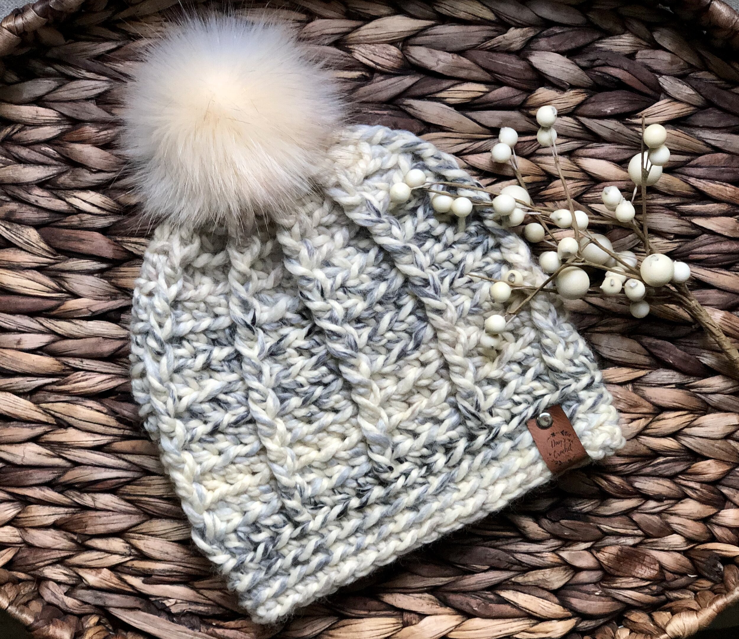 Brown & Tan Two-Tone Crochet Beanie