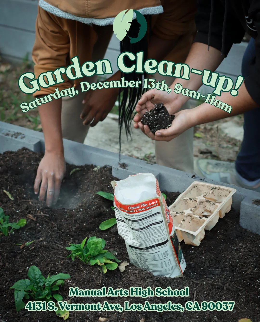 Join us in the Manual Arts High School garden for a morning filled with community! We'll be working in the garden, turning compost, and harvesting whatever is ready to eat :). Attendees are welcome to harvest and take home produce. All are welcome.⁠
