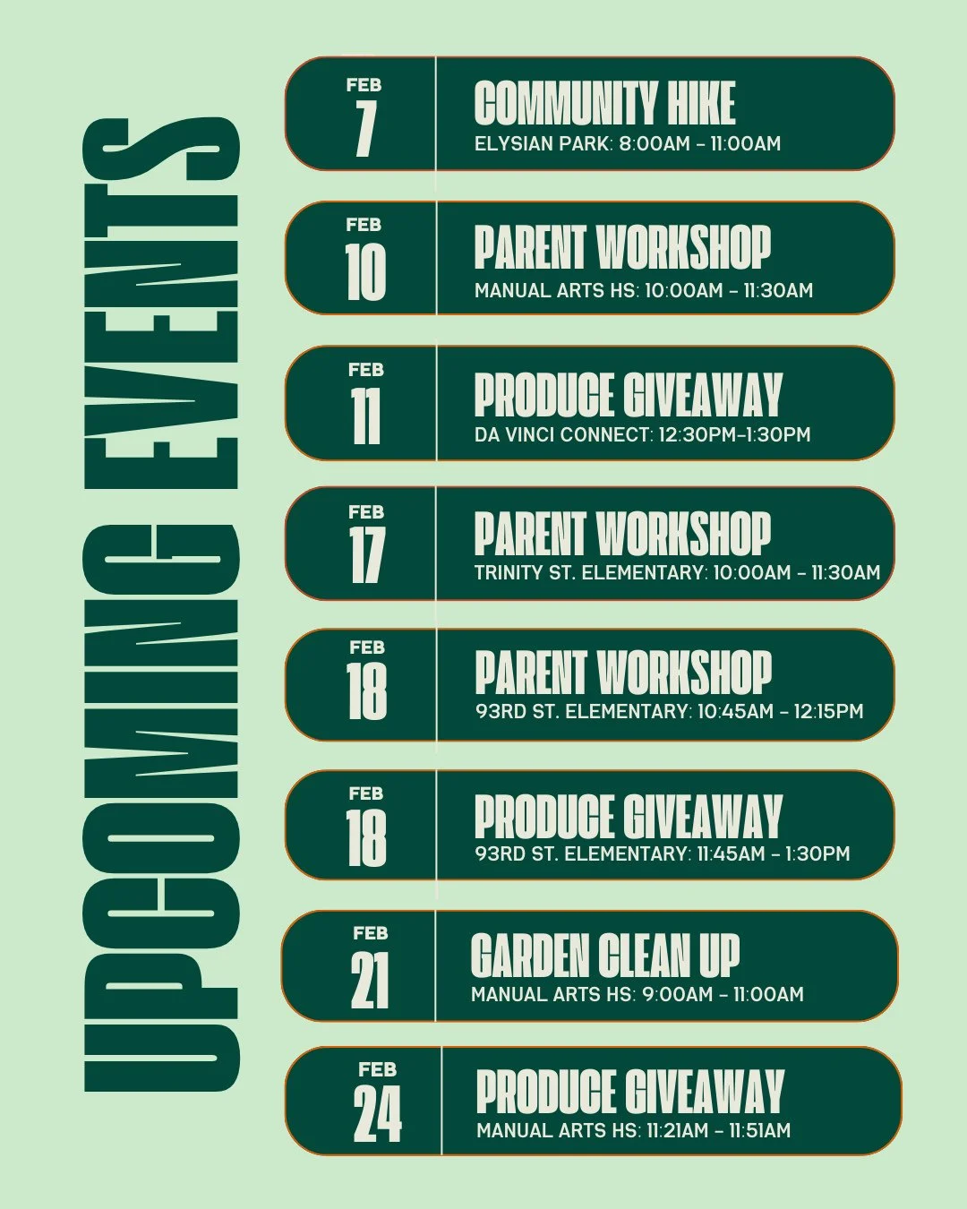 Looking forward to a month full of learning, gardening, hiking, and supporting our community with lots of free fruits and veggies!⁠
⁠
&iexcl;Esperamos un mes lleno de aprendizaje, jardiner&iacute;a, caminatas y apoyo a nuestra comunidad con muchas fr