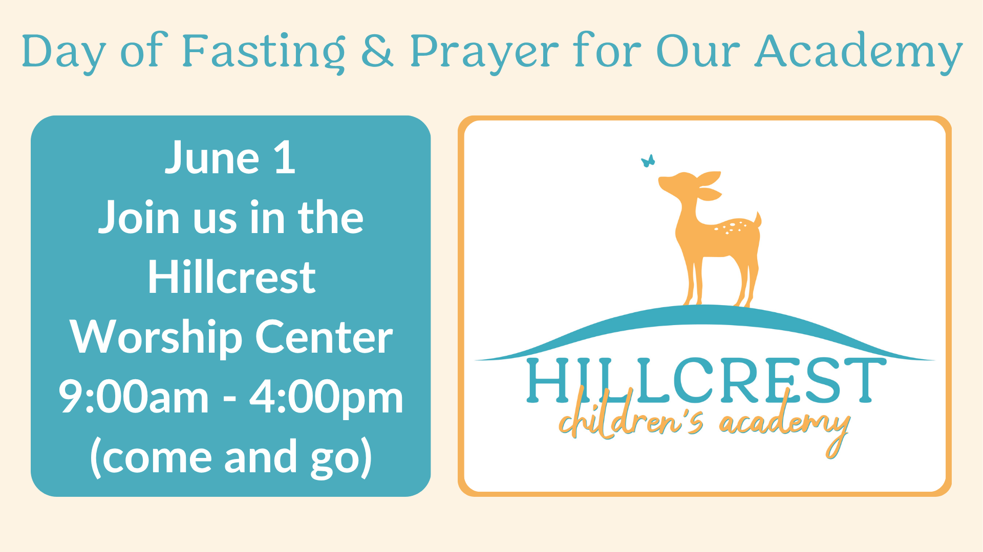Day of Prayer and Fasting for Our Academy