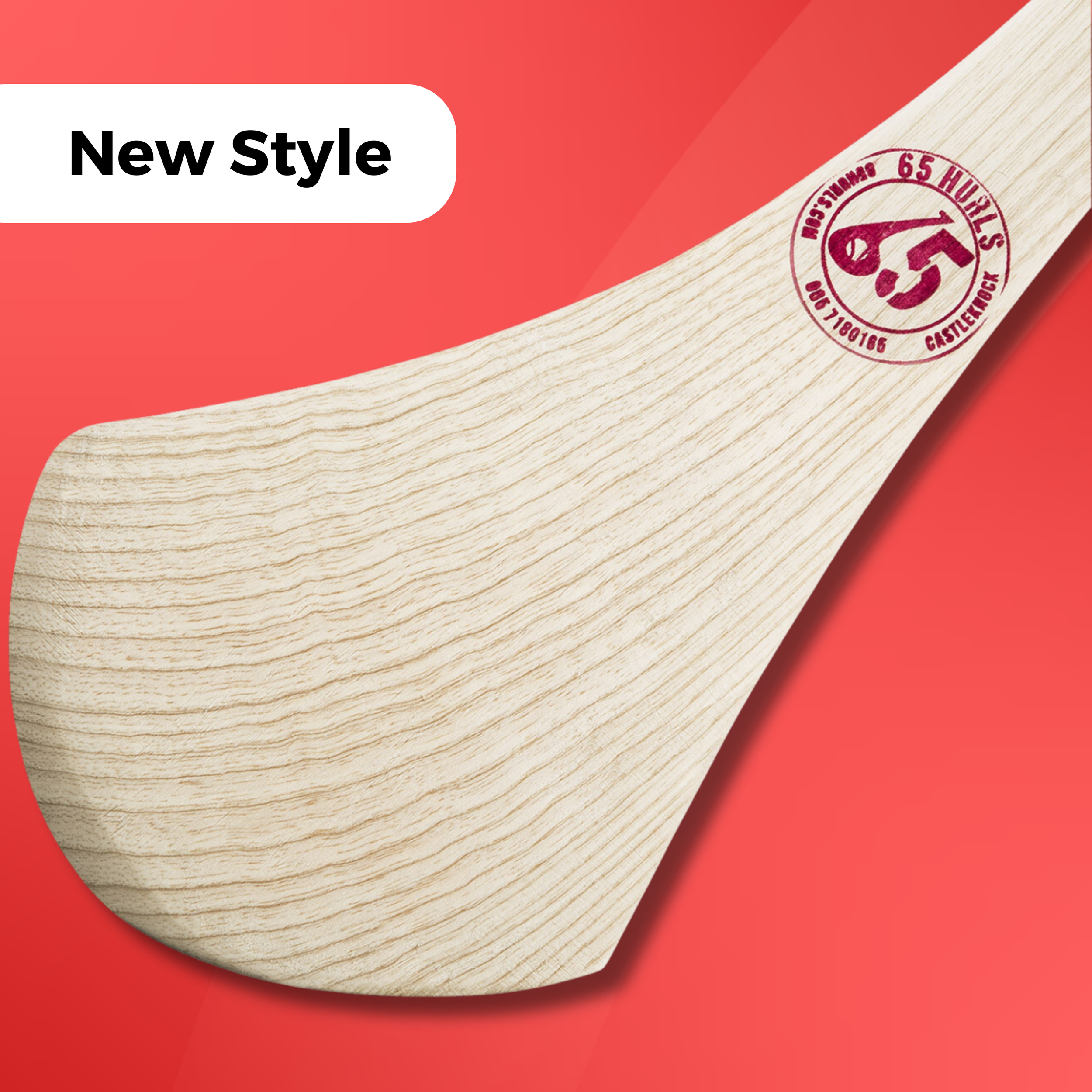 Galway Style Hurl with XL Bas on red background