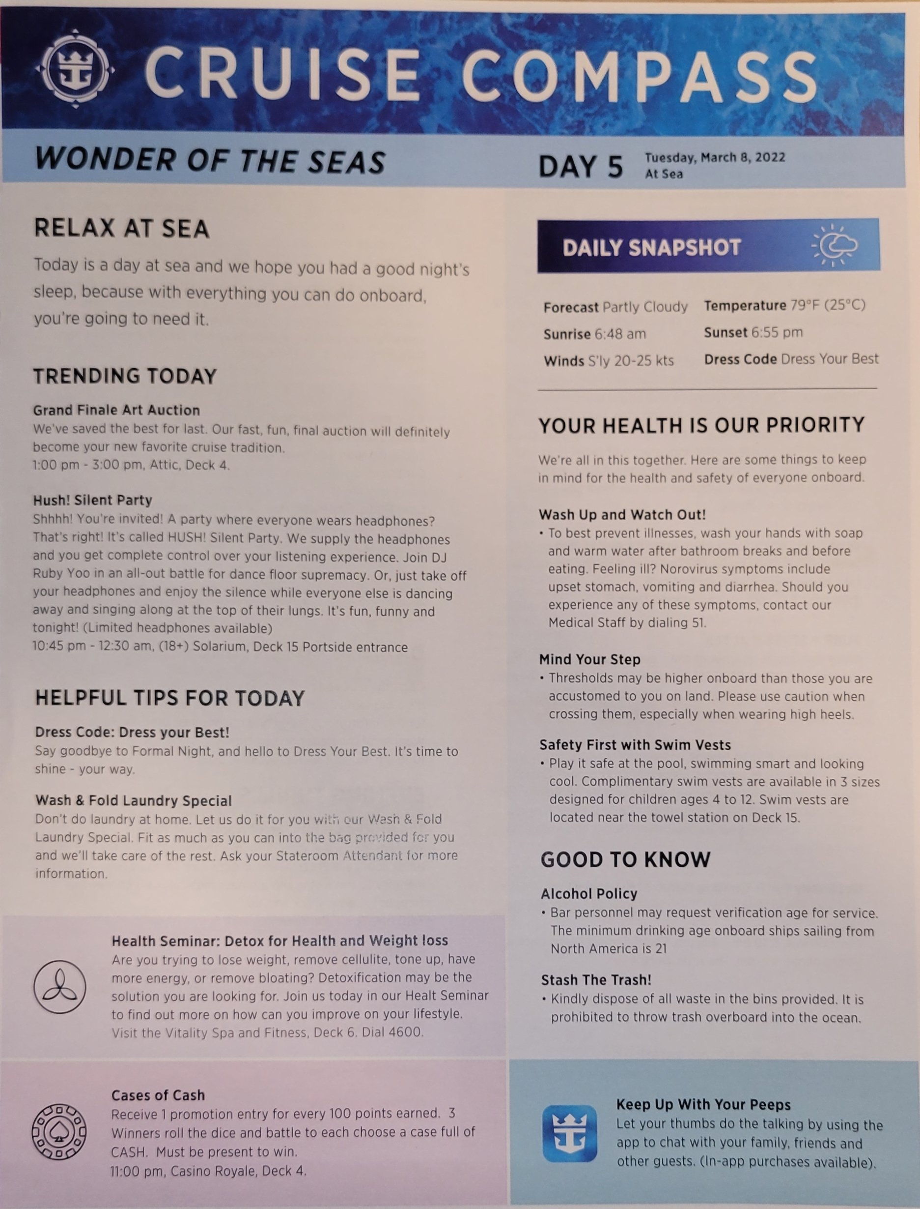 oasis of the seas cruise compass may 2022