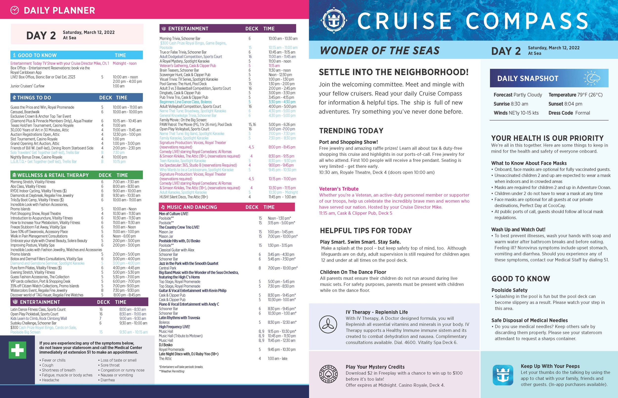 Cruise Compass - Day 2 - Saturday, March 12. 2022,  At Sea_Page_1.jpg