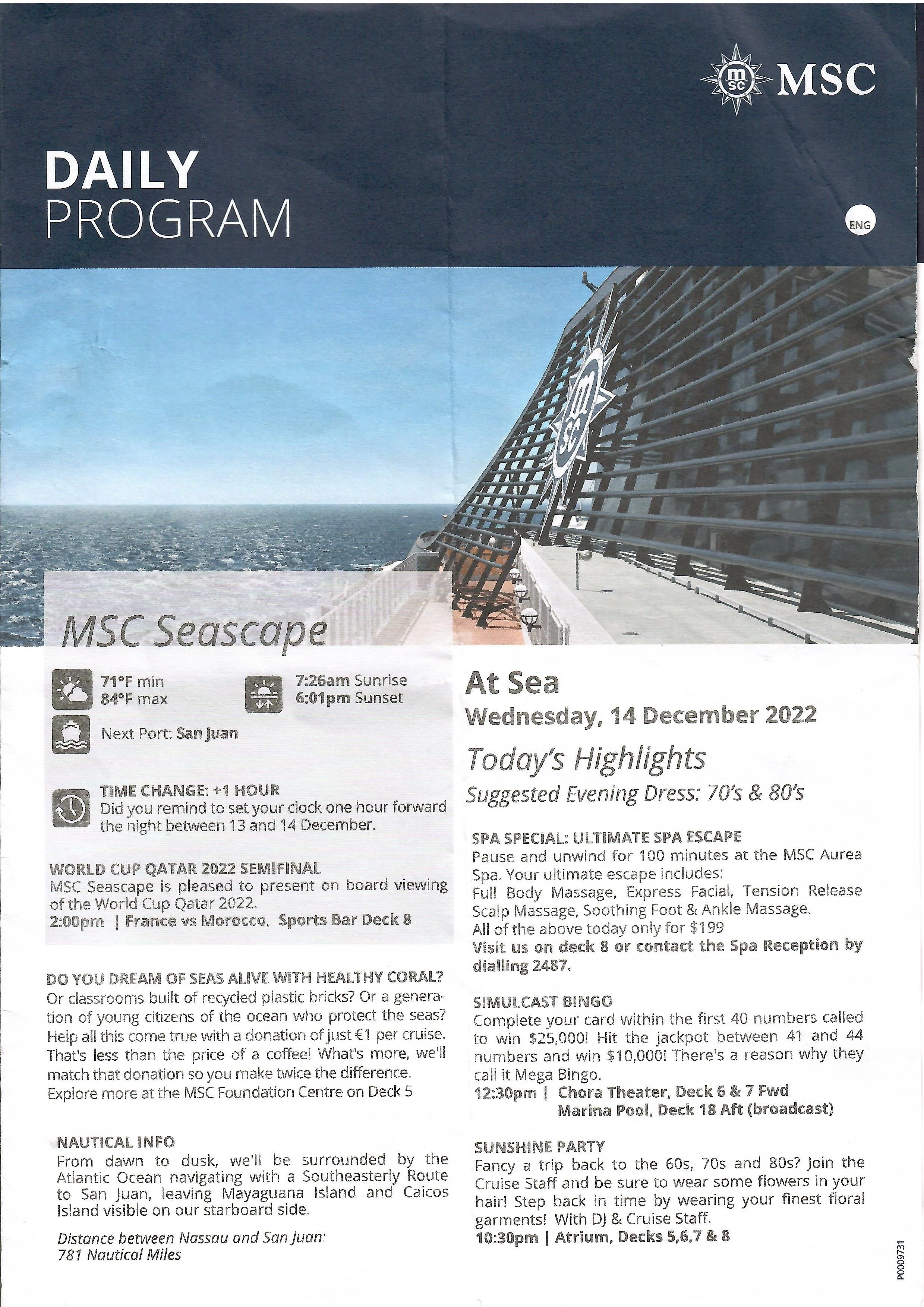 MSC Splendid Itinerary Planner