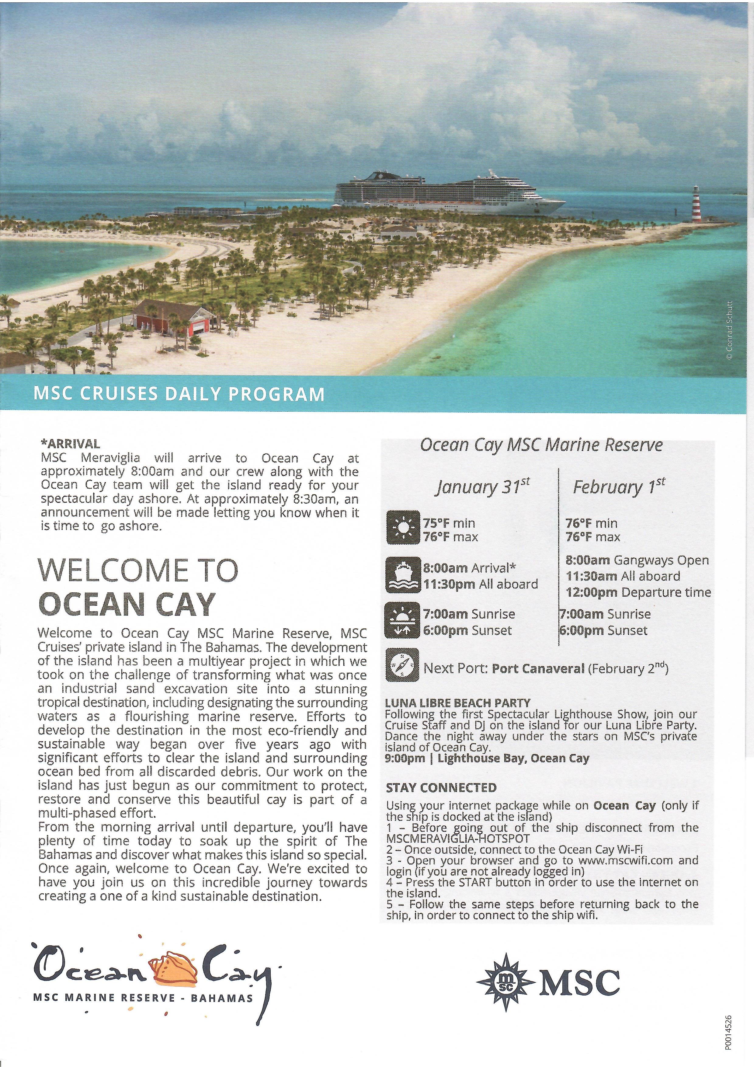 Daily Program - MSC Meraviglia - Ocean Cay -2023 -  Jan 31 page 01.jpg