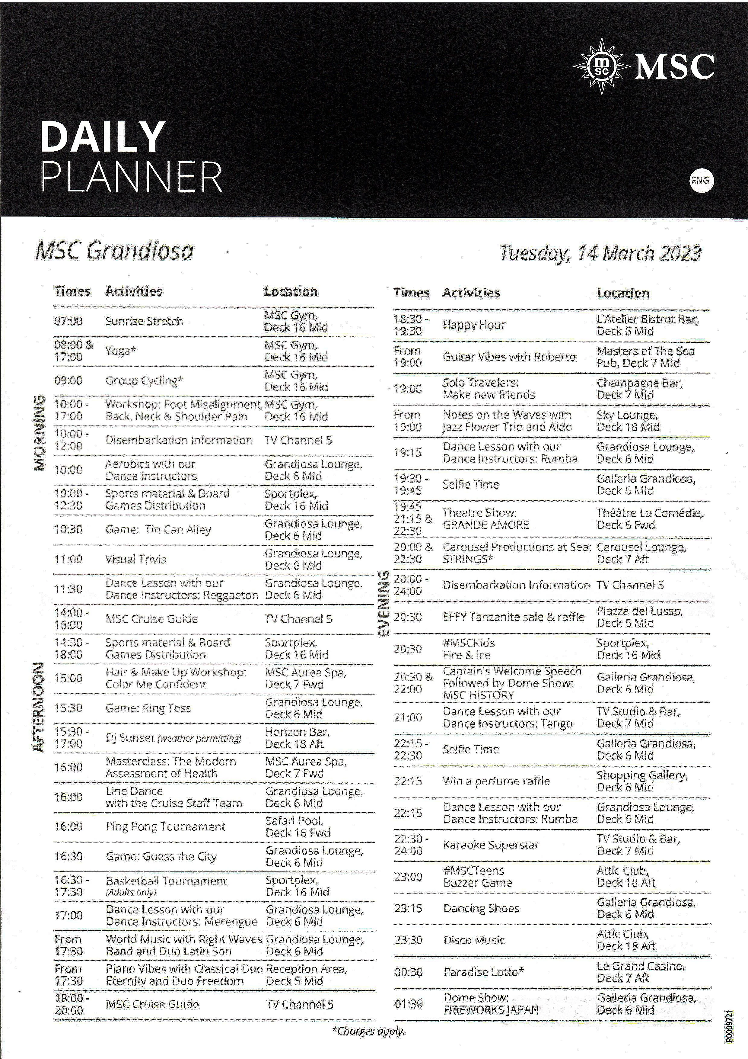MSC Splendid Travel Planner