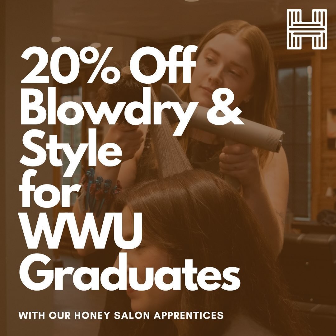Congrats, WWU Graduates! 🎓🎉🥳👏

Taking graduation pictures or want your hair done for commencement? We would love to offer 20% off a Shampoo Blowdry &amp; Style service with our Apprentices!

To book, please call us at 360-778-3858 or email at hai