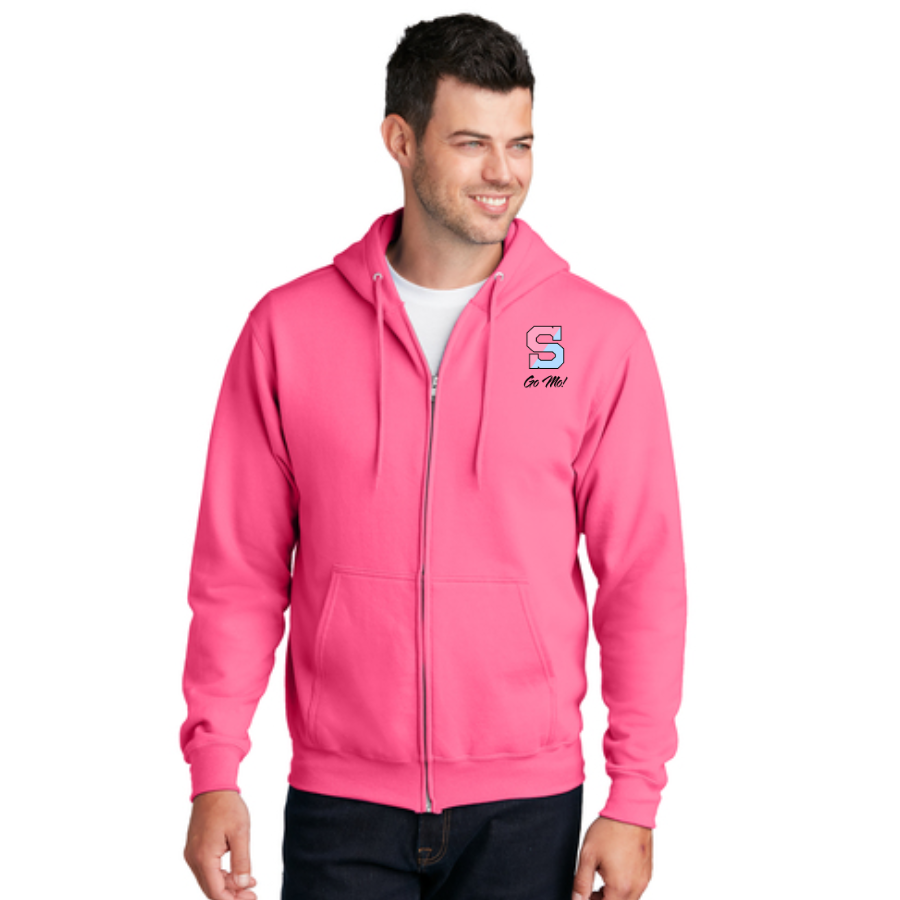 Educating For A Cure Hoodie - Neon Pink Full-Zip Hooded Sweatshirt