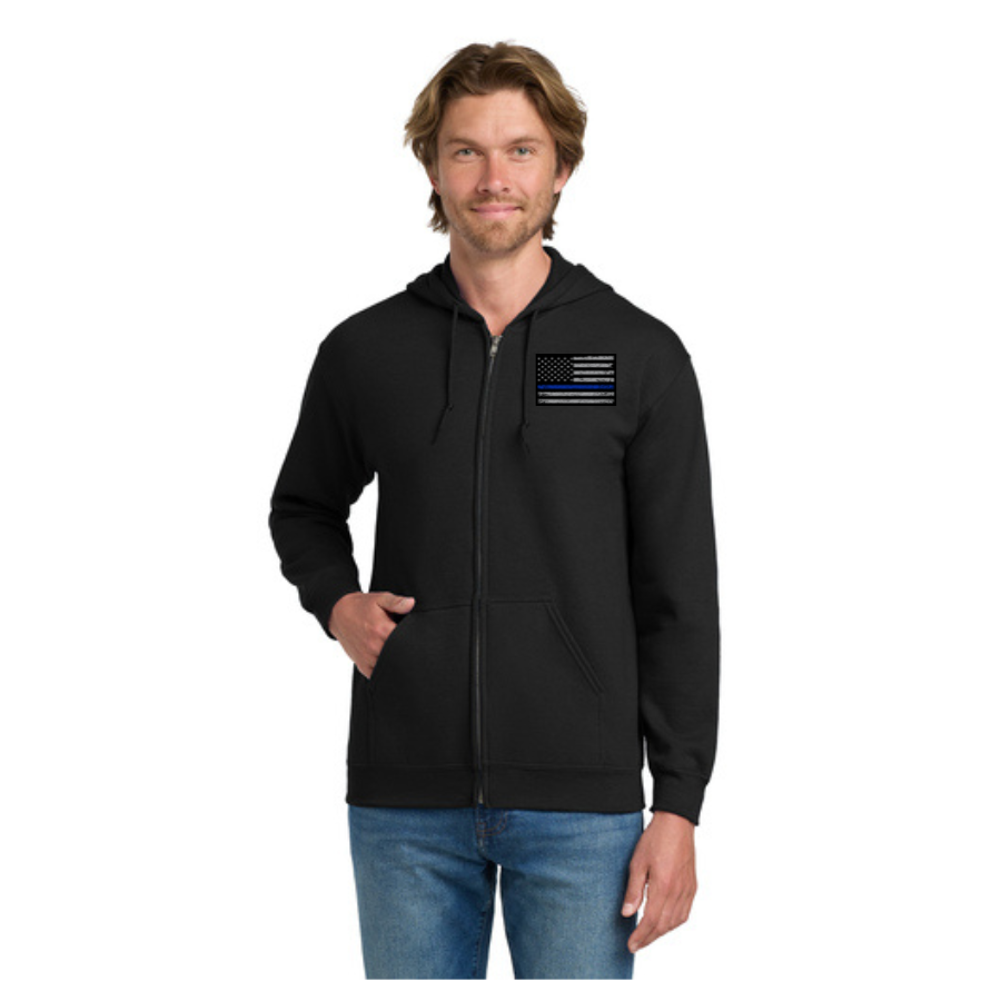 Black Full Zip Hooded Sweatshirt - police - horizontal.png
