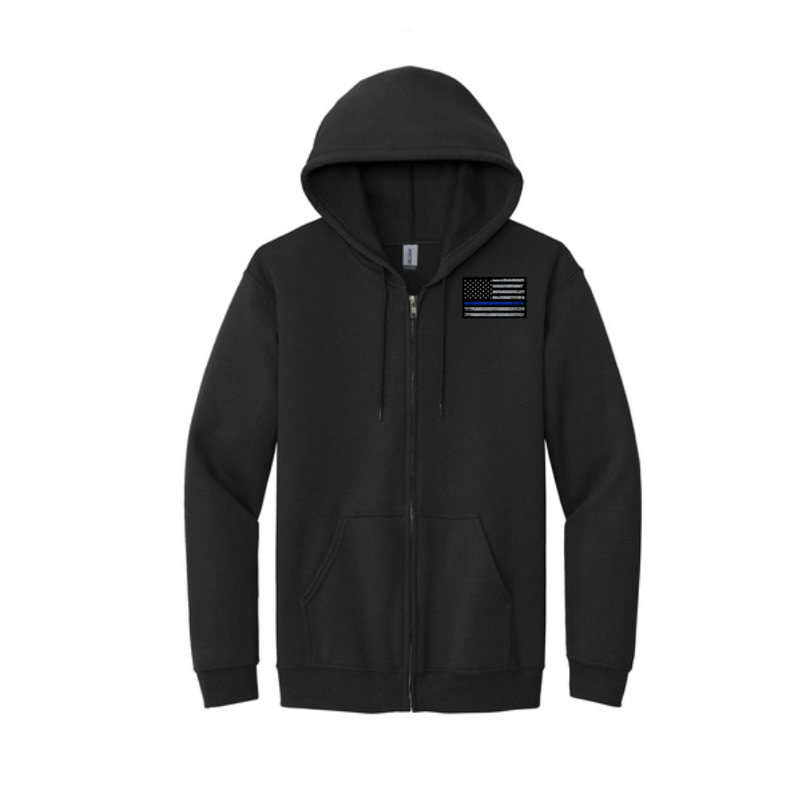 Black Full Zip Hooded Sweatshirt - police - horizontal.png