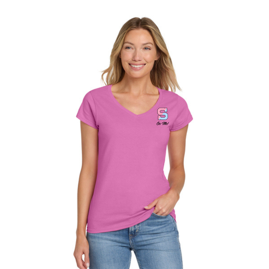 Women's V-Neck T-Shirt - Azalea.png