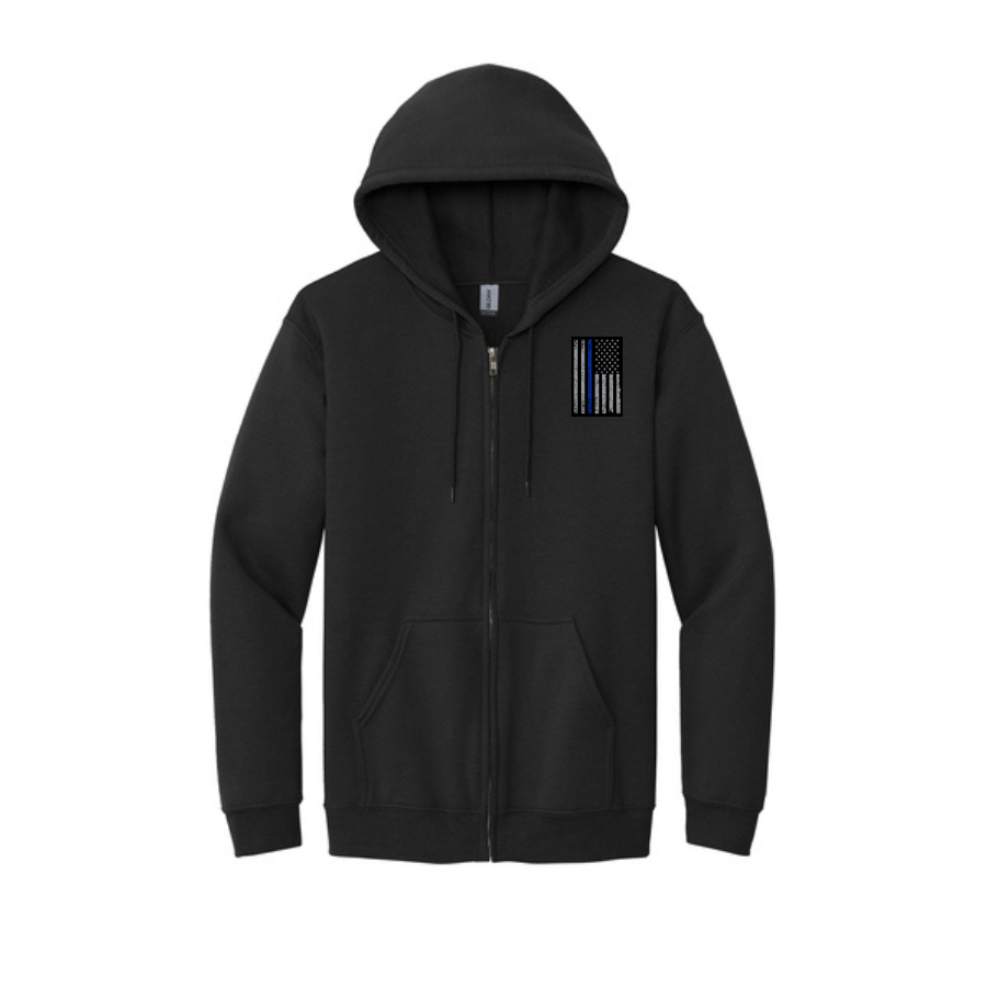 Black Full Zip Hooded Sweatshirt - police - vertical.png