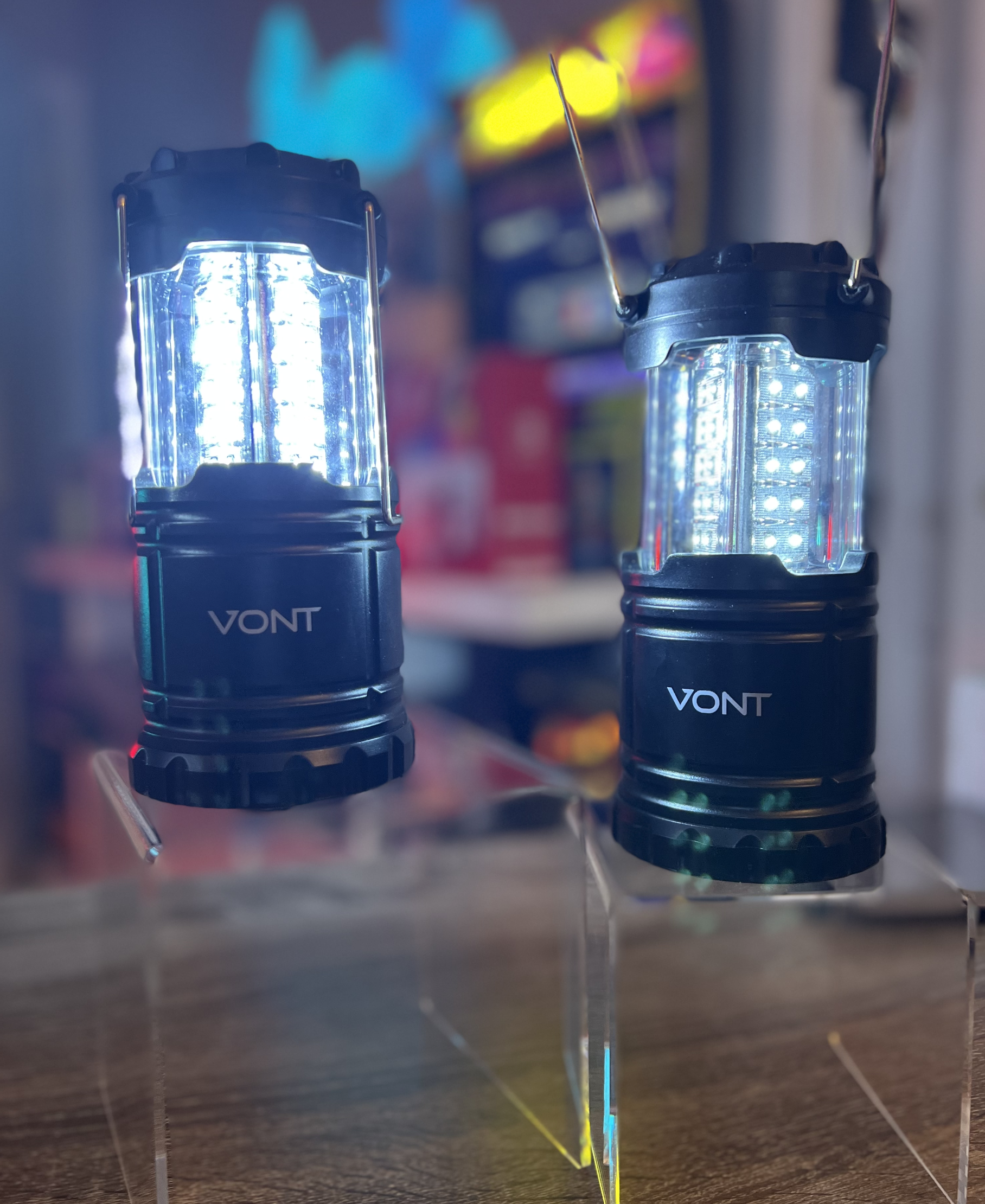 Vont 4 Pack LED Camping Lantern, LED Lantern, Suitable for Survival Kits  for Hurricane, Emergency Light, Storm, Outages, Outdoor Portable Lanterns,  Black, Collapsible, (Batteries Included) 