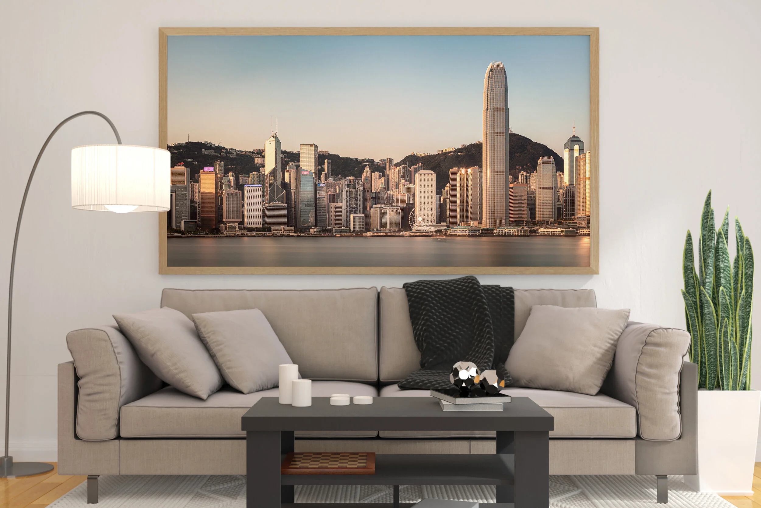 Victoria Harbour Hong Kong CityscapeAn iconic perspective of Victoria Harbour and Hong Kong Island sunrise (golden hour), uniquely devoid of haze and atmospheric distoration.Paper Stock:  Hahnemuhle Photo Rag Premium Matt White Acid and Lignin-freeI…