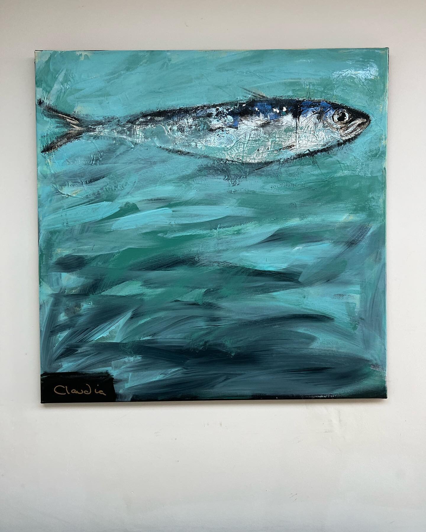 Swimming 🐟🐟🐟 acrylic art #cornishsardines #cornishart #acrylicpainting #turquoisegreens
