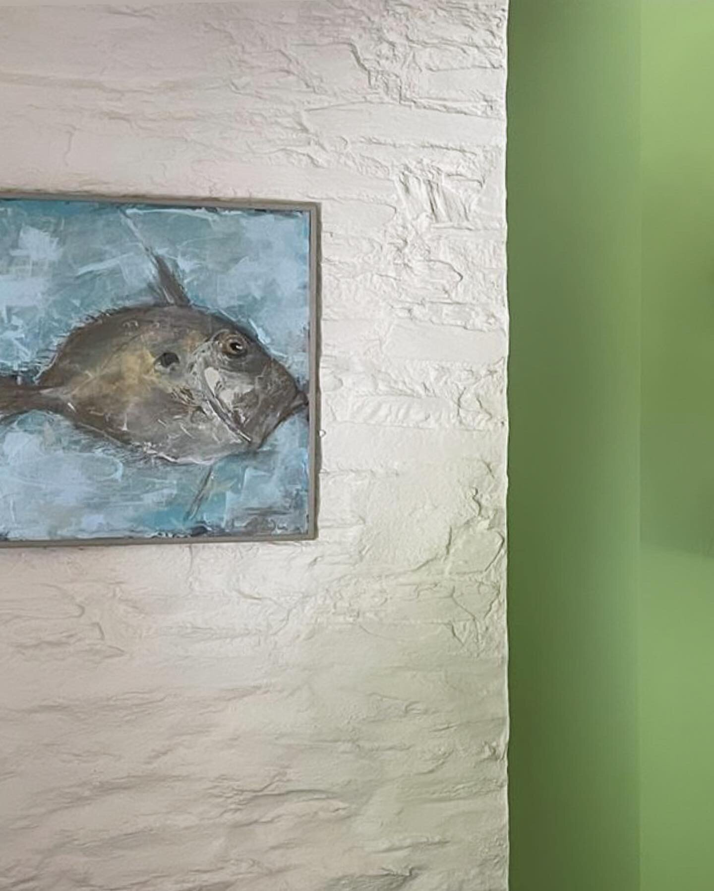 Green + blue ❤️ this colour combination + ❤️ how &lsquo;John&rsquo; the grumpiest fish has been displayed in a beautiful barn conversation #contemporarycolours #johndory #cornishfish #cornishart #openstudioscornwall #grumpyfish