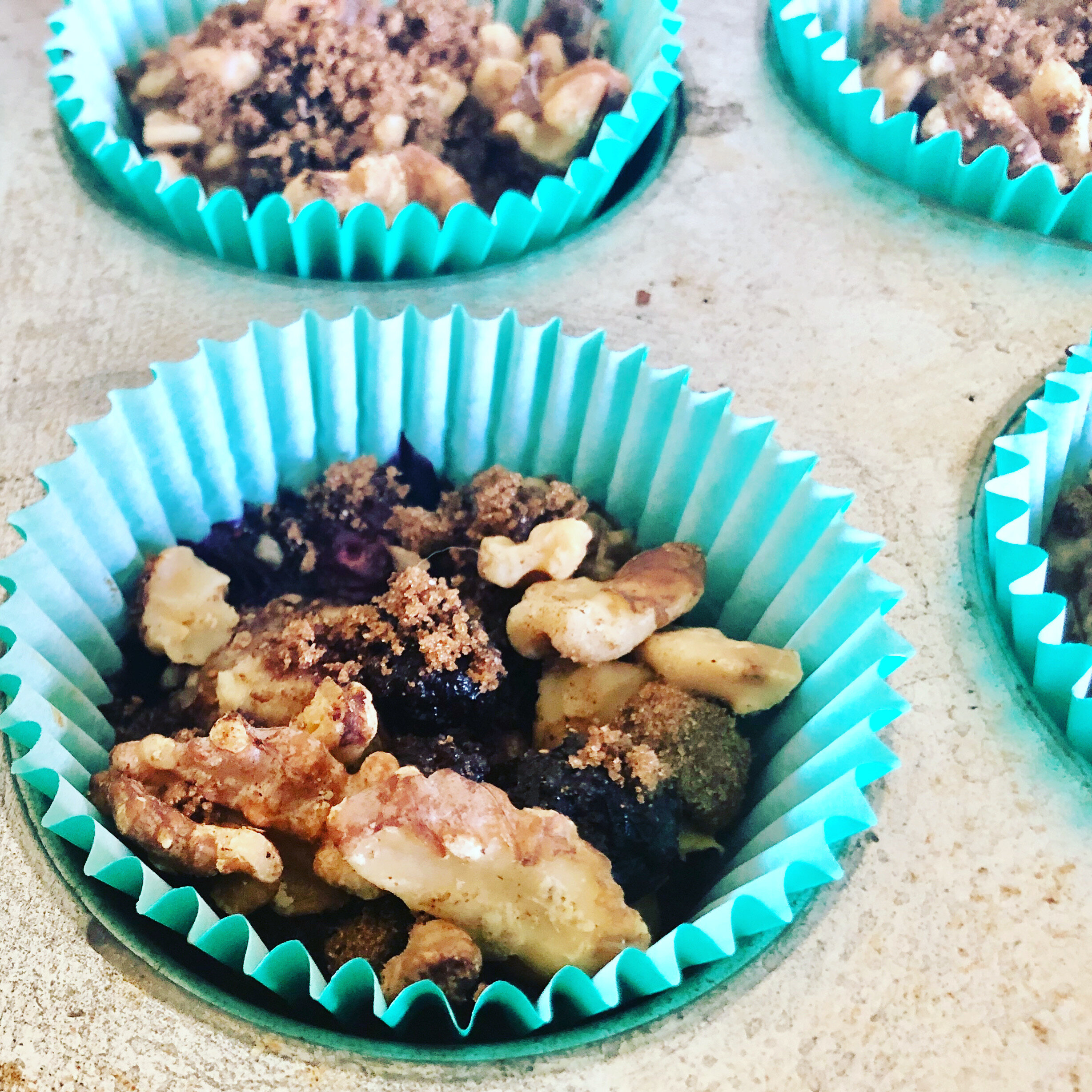 Vegan blueberry apple walnut muffins