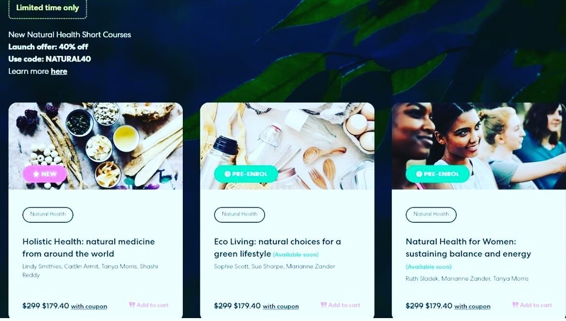 I'm delighted to be part of some new coursework on offer at Endeavour College of Natural Health. 🎉Pre-enrol today for Natural Health for Women: sustaining balance and energy and Eco Living: natural choices for a green lifestyle and save 40% (link in