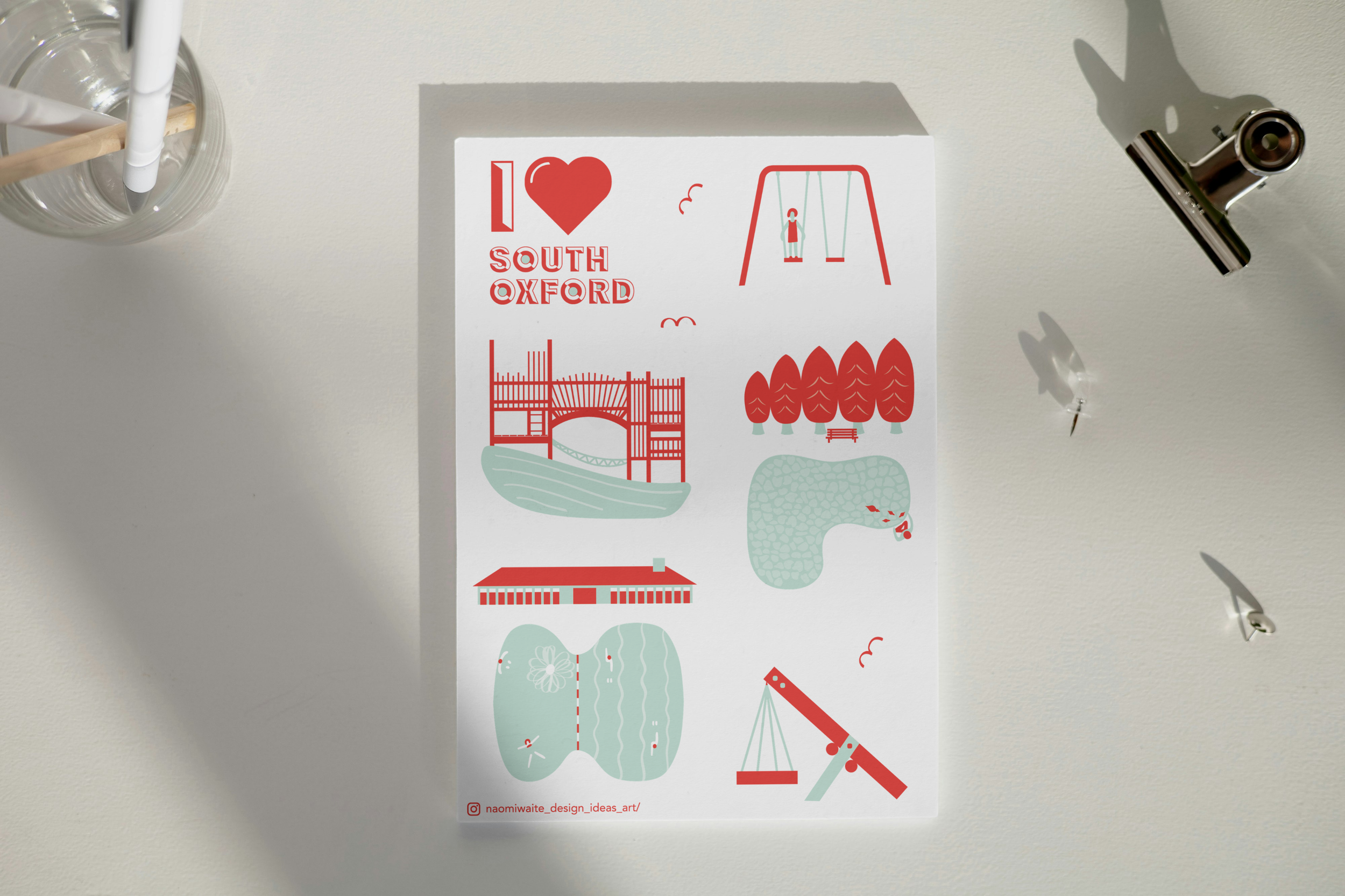 I LOVE SOUTH OXFORD A5  Permanent Sticker sheet