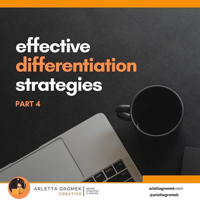 Brand Differentiation Strategies PART 4! Woohoo! We're in the last stretch!! So! We've already covered 6 different differentiation strategies this week. They are:
1. Values &amp; beliefs
2. Process or technology
3. Client base
4. Voice &amp; tone
5.&