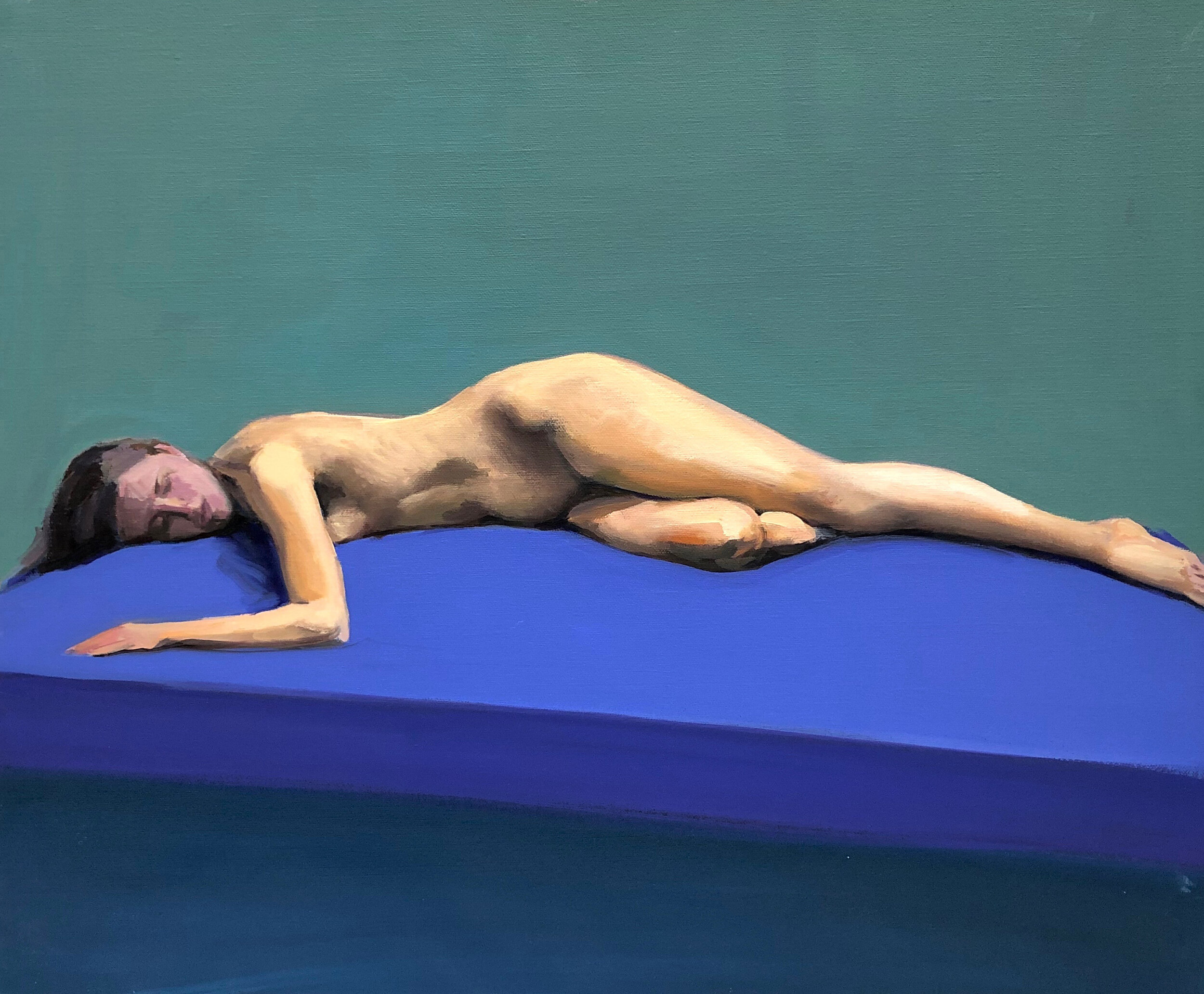 Reclining Nude on Blue 2