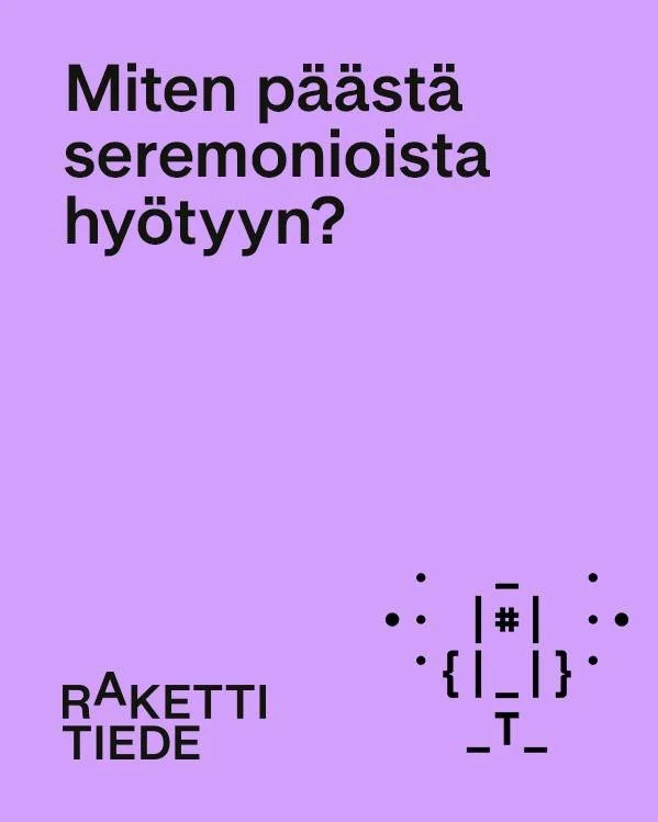 Viel&auml; ehdit mukaan! 

Rakettiwebinaari: Agile-myytit murskaksi 
📅 to 12.3.2026 klo 13.00&ndash;13.30 🌐 online | 🎟️ ilmainen | 💬 chat

Ilmoittaudu nyt: rakettitiede.com 🔗 linkki profiilissa @rakettitiede
