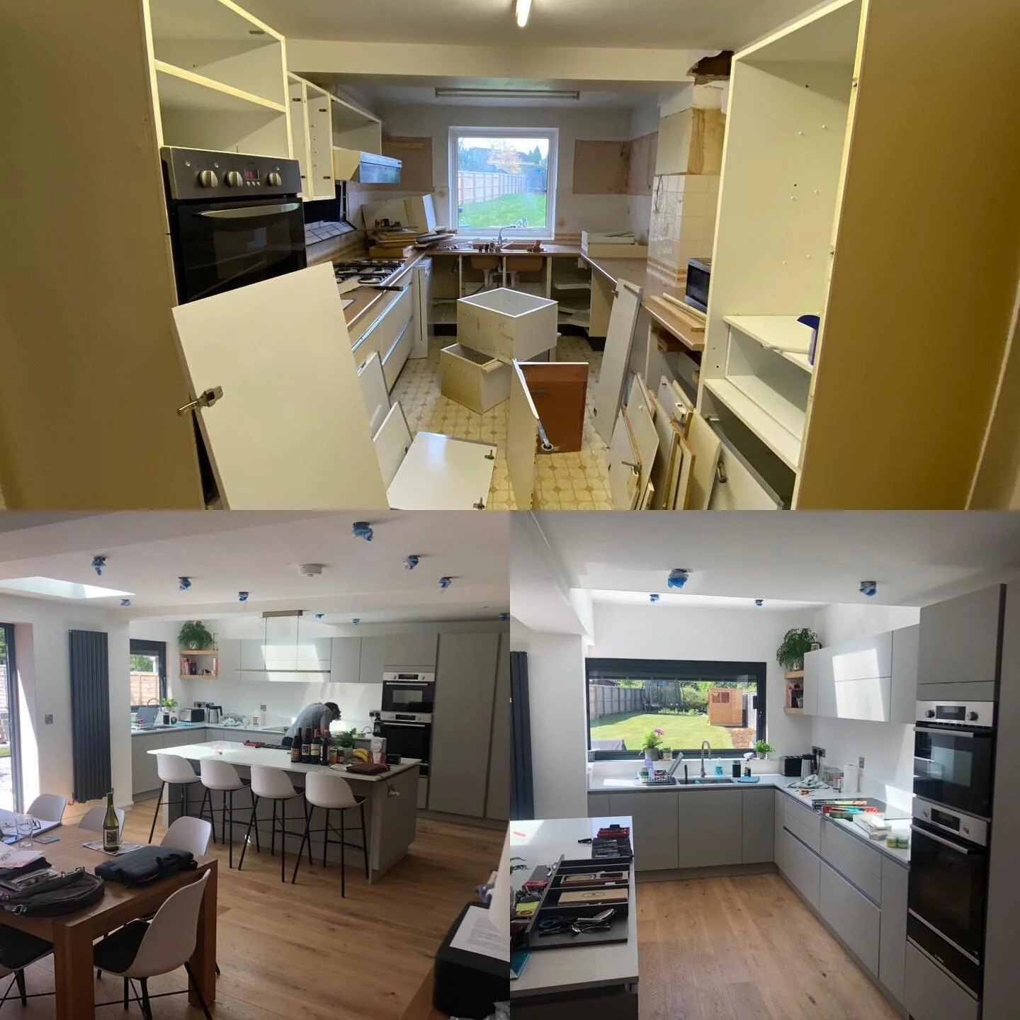 Before &amp; after , kitchen extension and internal remodel.  #refurbishment #bathproperty @masterclasskitchens @peakoak @duluxuk #building #propertydevelopment #property