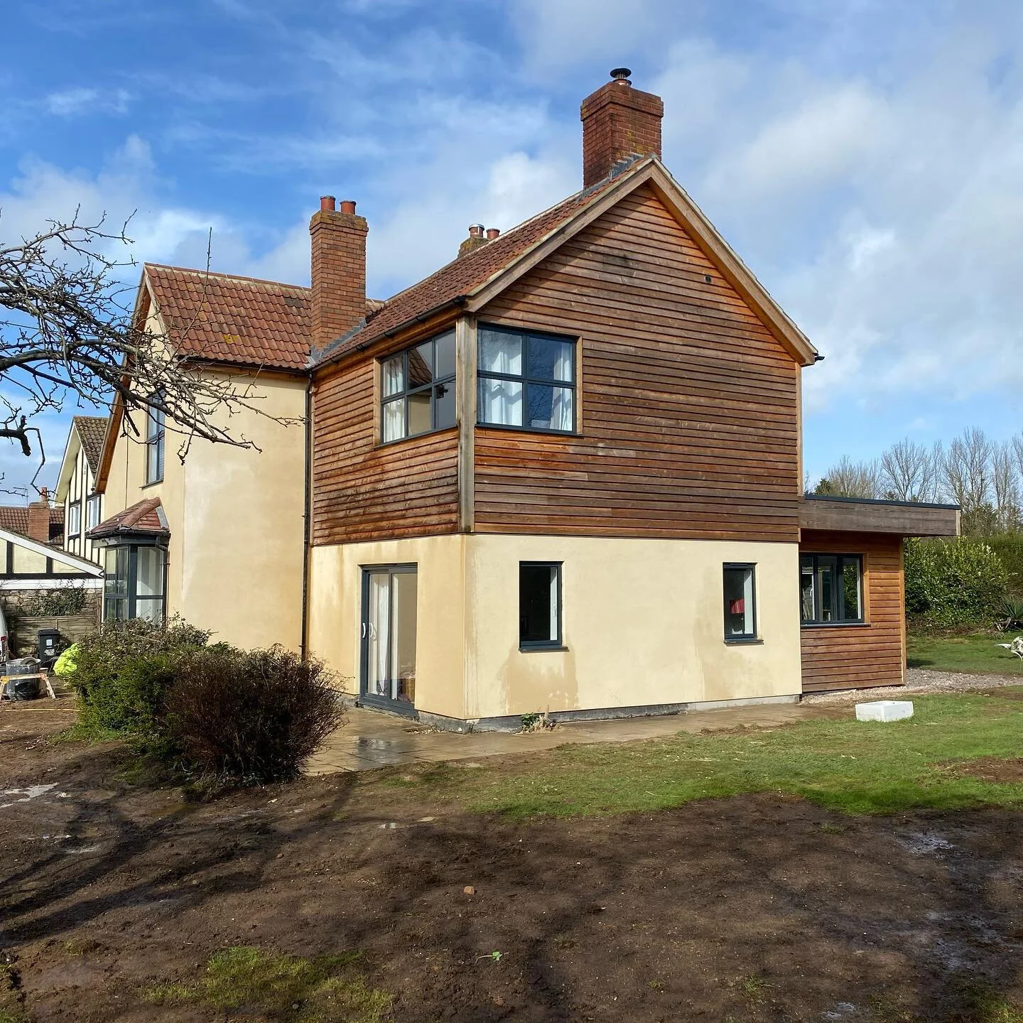 New external render over old pebble dash &amp; New larch cladding. New roof and aluminium windows. Project nearly fully finished . #renovation #renovationproject #bathproperty #builder @vasterntimber @cbp_ltd thanks to all involved the client loves t