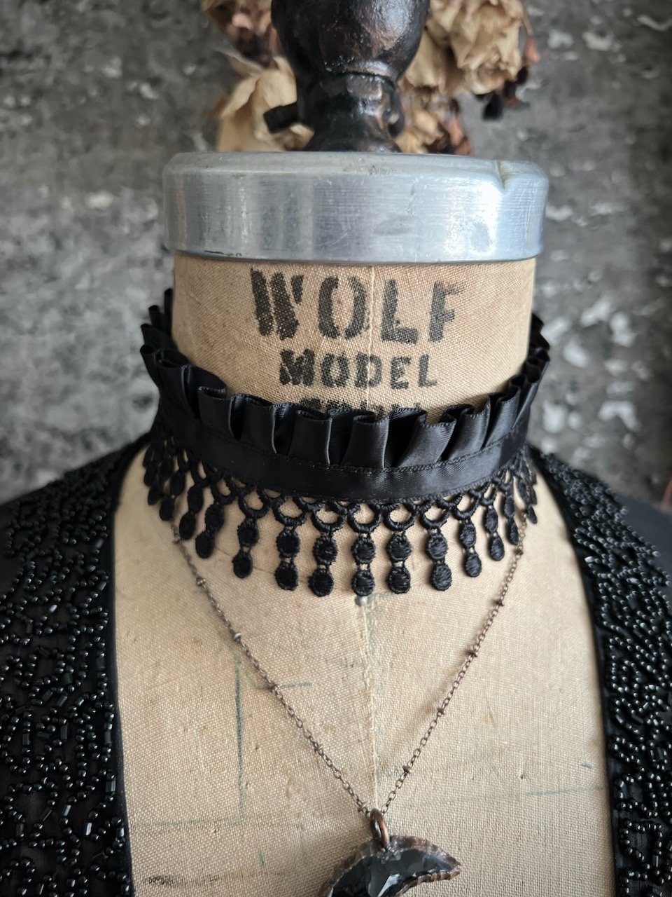 black fringe lace goth choker necklace.jpeg