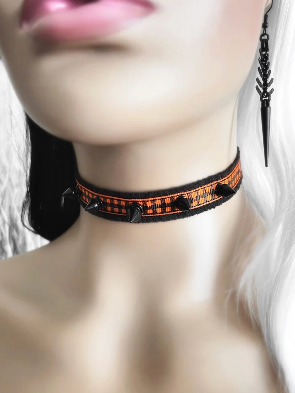 Ribbon Choker How To Make A Collar Choker Black Orange Plaid