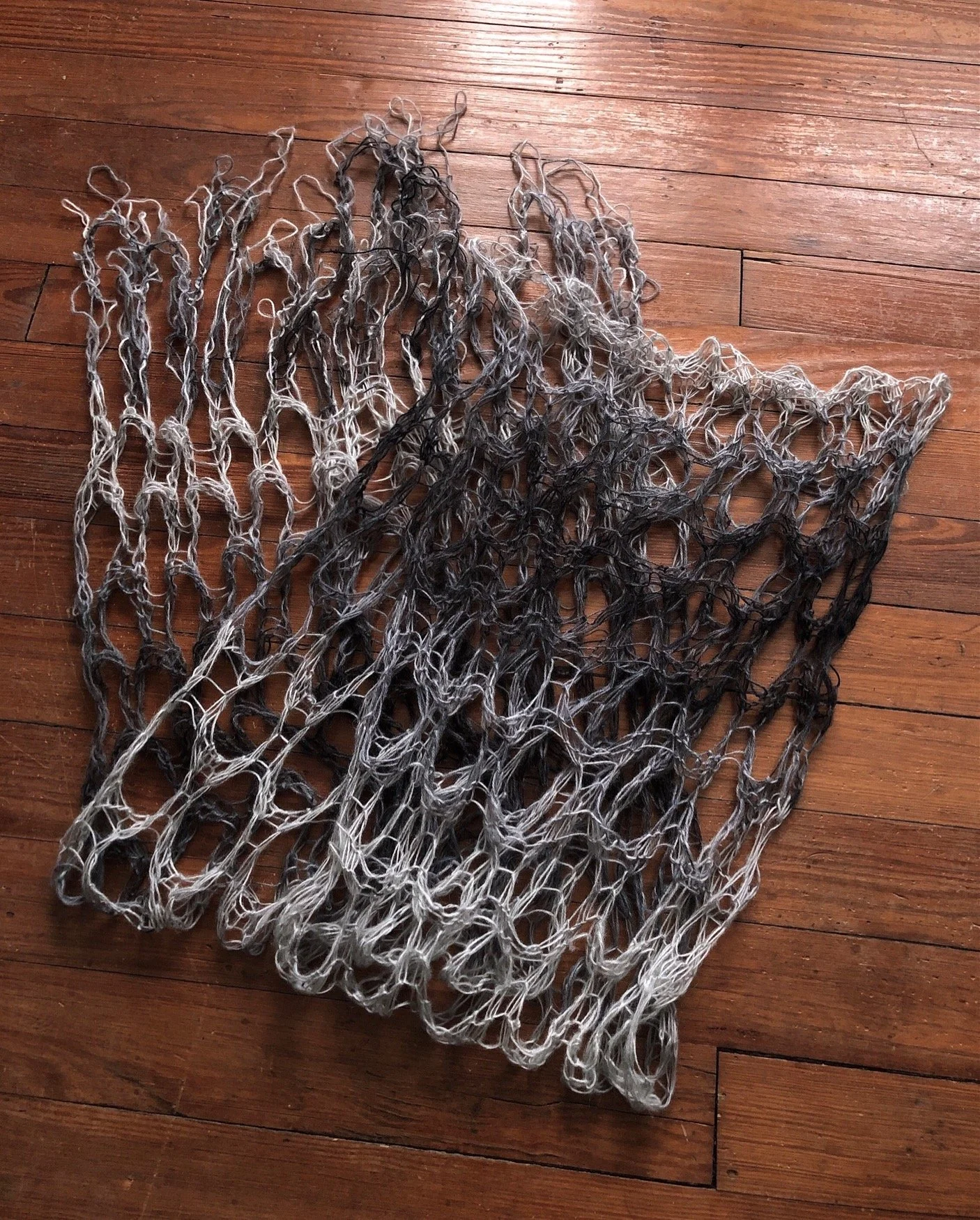 Widow's Web Scarf - Goth Black Knit Cobweb Shawl - Long Tattered Witch Autumn Wrap - Silk and Alpaca Spiderweb Stole - Victorian Mourning