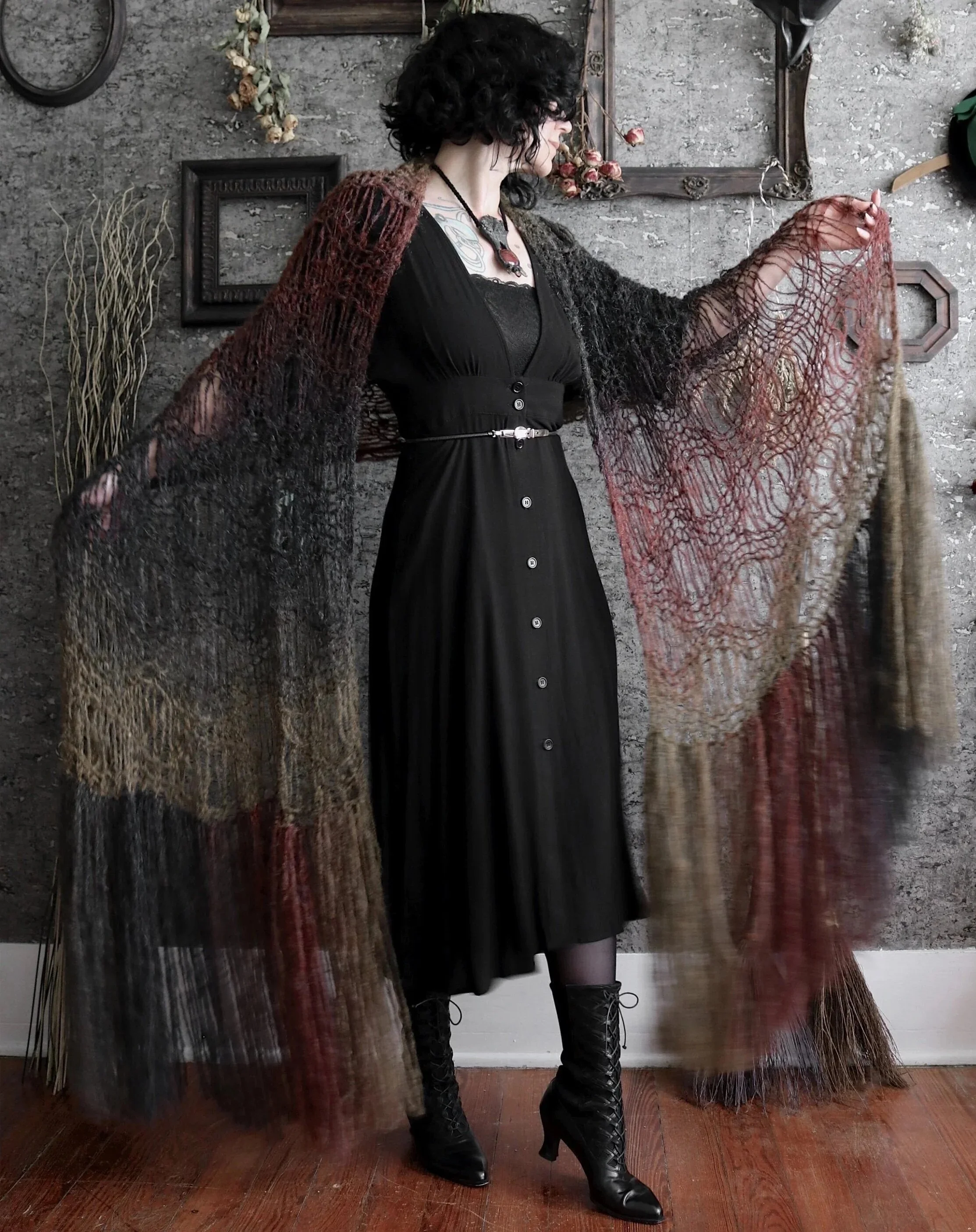 Wayward - Oversized Knit Scarf - Extra Long Autumn Lace Shawl