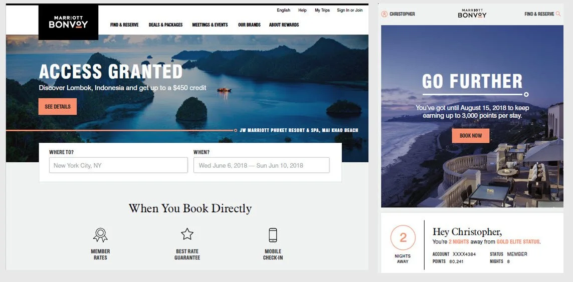 Marriott Bonvoy's new website and loyalty profile