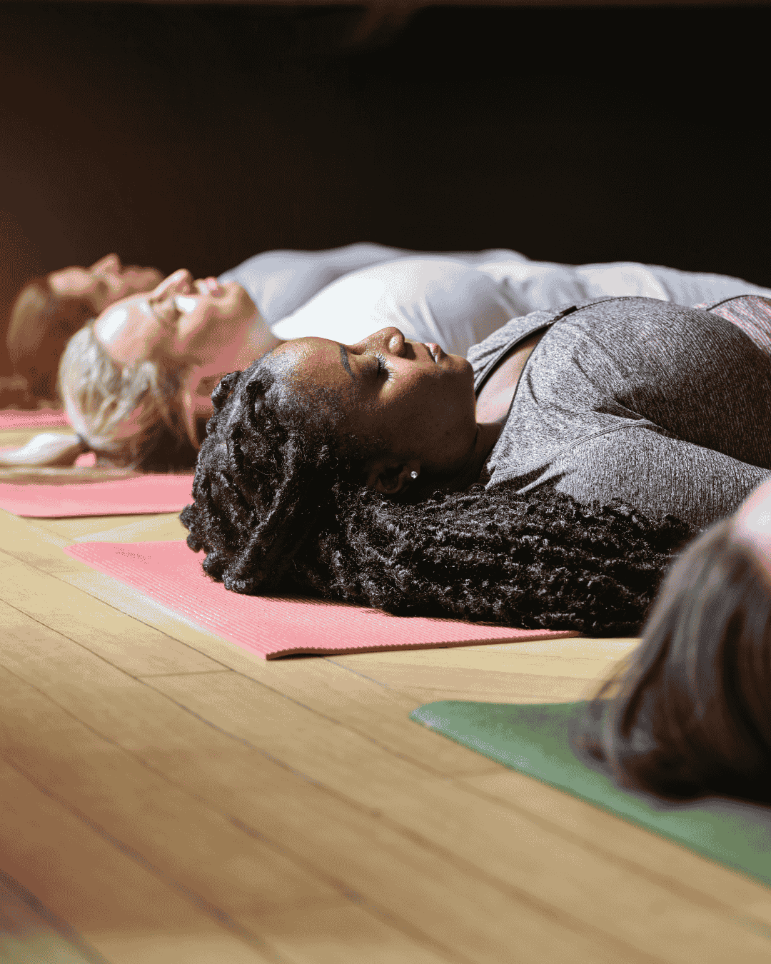 Corporate employees in a sound bath session