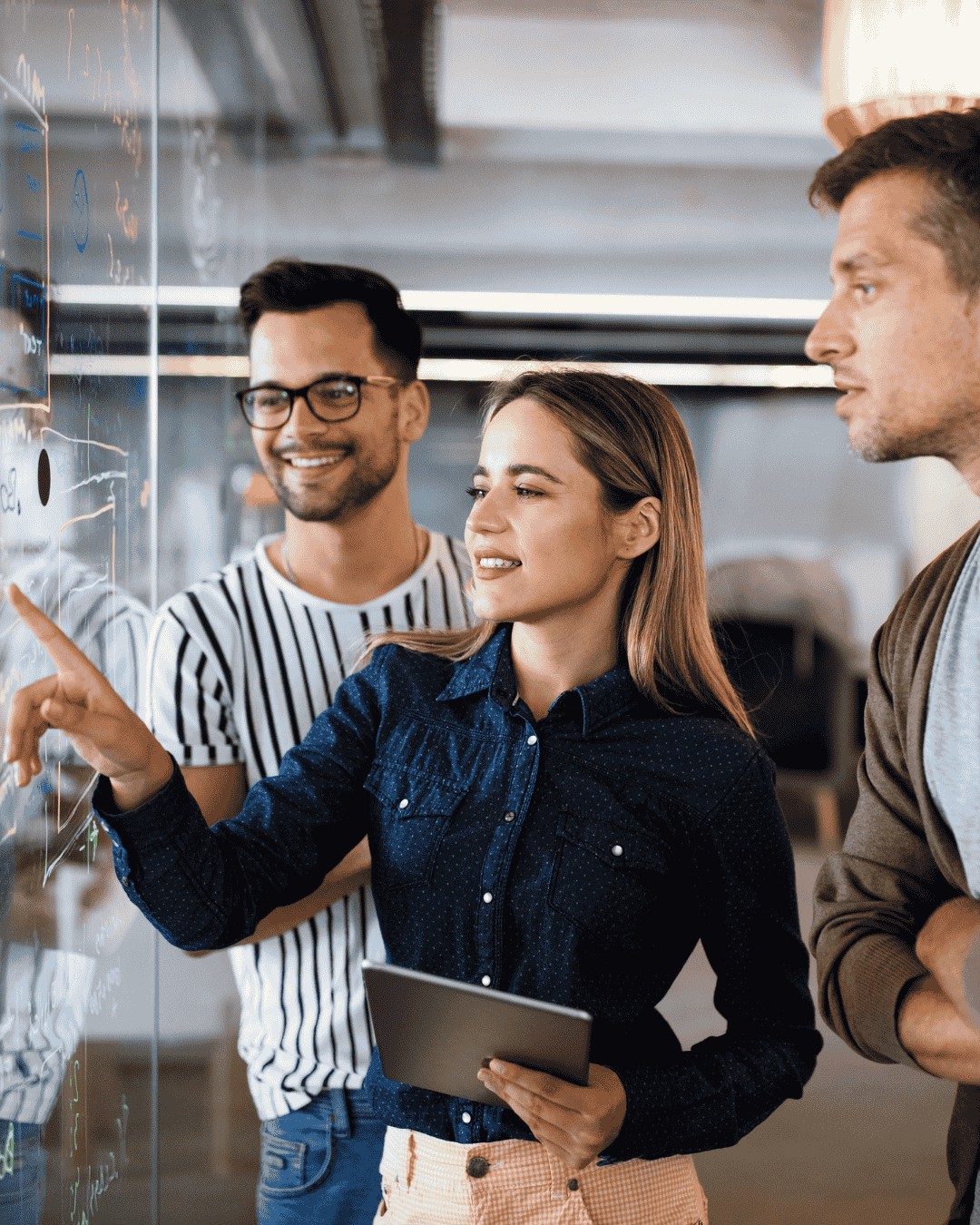 corporate employees laughing together