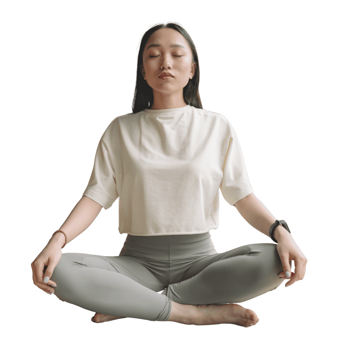a woman meditating