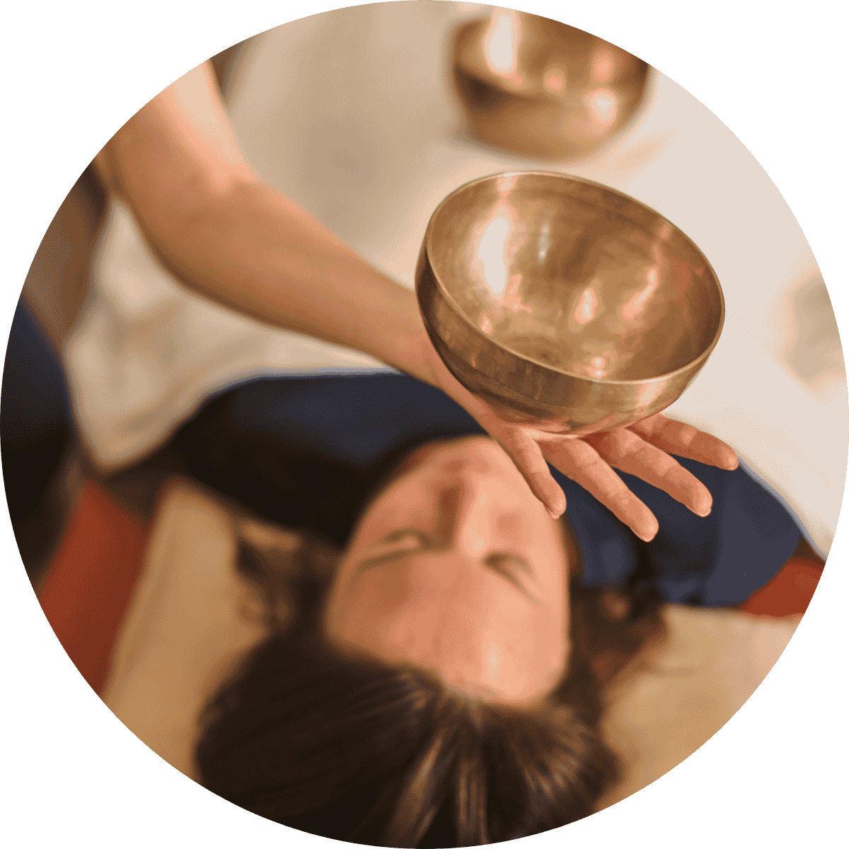 a woman in a private sound meditation session