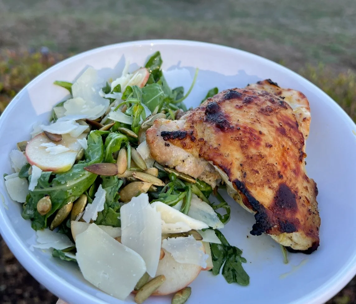 Crispy Chicken Thighs with Harvest Apple Salad