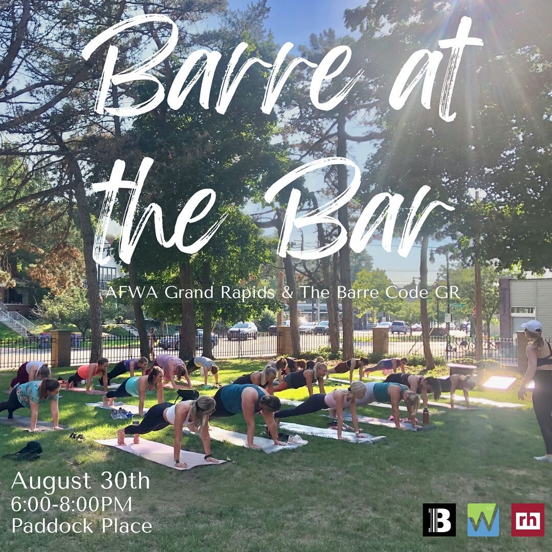 Barre at the Bar is back! This scholarship fundraiser includes a barre class instructed by @barrecode_gr followed by networking, cocktails, appetizers, and a silent auction! All proceeds from this event will benefit our local annual scholarships. All