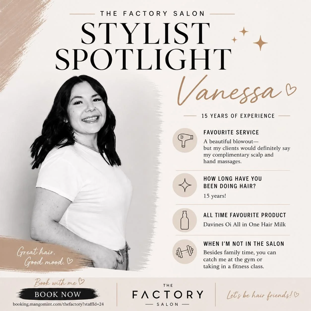 🌟 Stylist Spotlight 🌟

We&rsquo;re proud to introduce our wonderfully talented senior stylist, Vanessa!

To book your next service with Vanessa, please click here: https://booking.mangomint.com/thefactory?staffId=16

#sherwoodparkhair #sherwoodpark