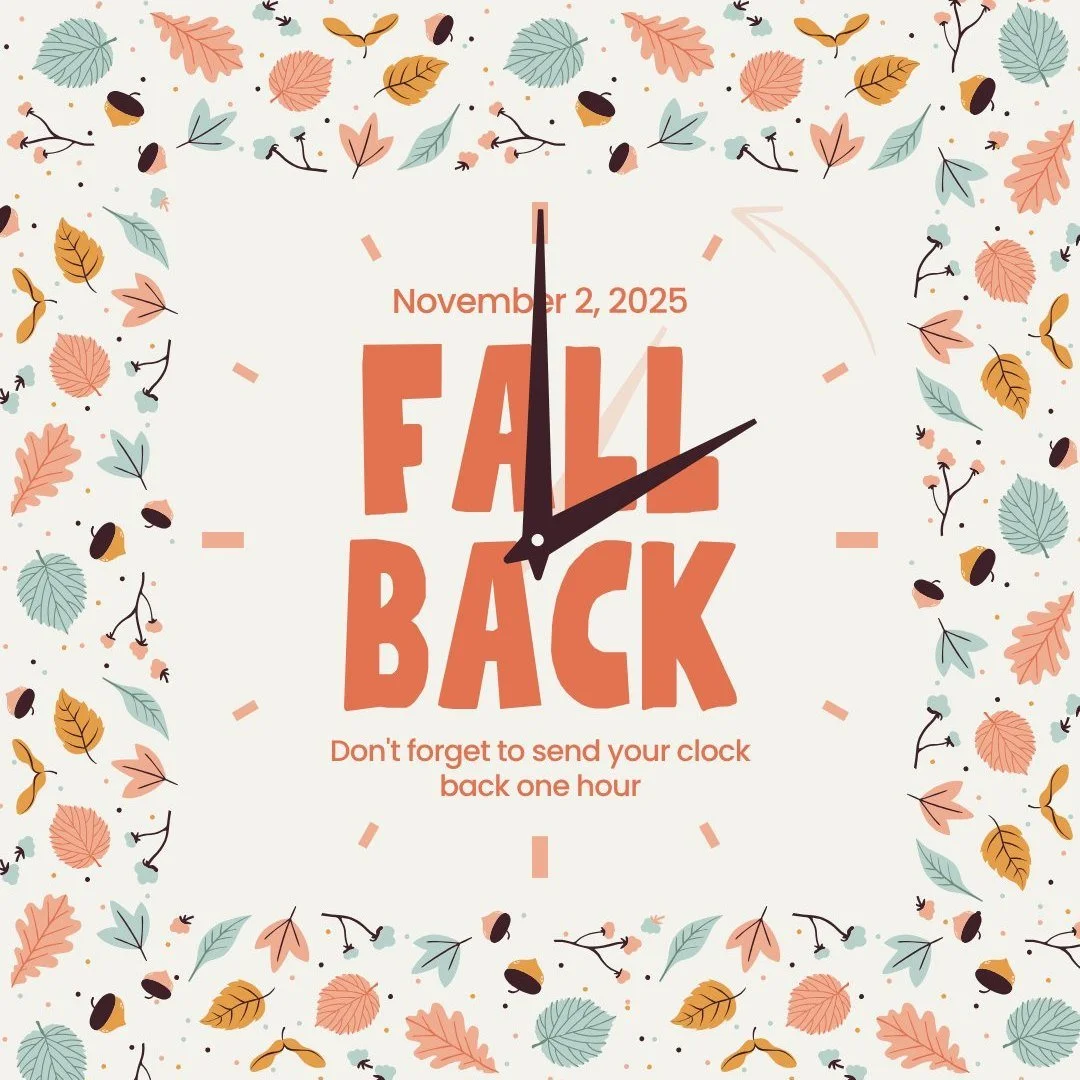 Time Change This Weekend! ⏰

Don&rsquo;t let that one little hour throw you off your game. The &ldquo;fall back&rdquo; shift can mess with sleep, hunger, and energy - but a little prep goes a long way!

Here&rsquo;s how to ease into it:
🌞 Get outsid